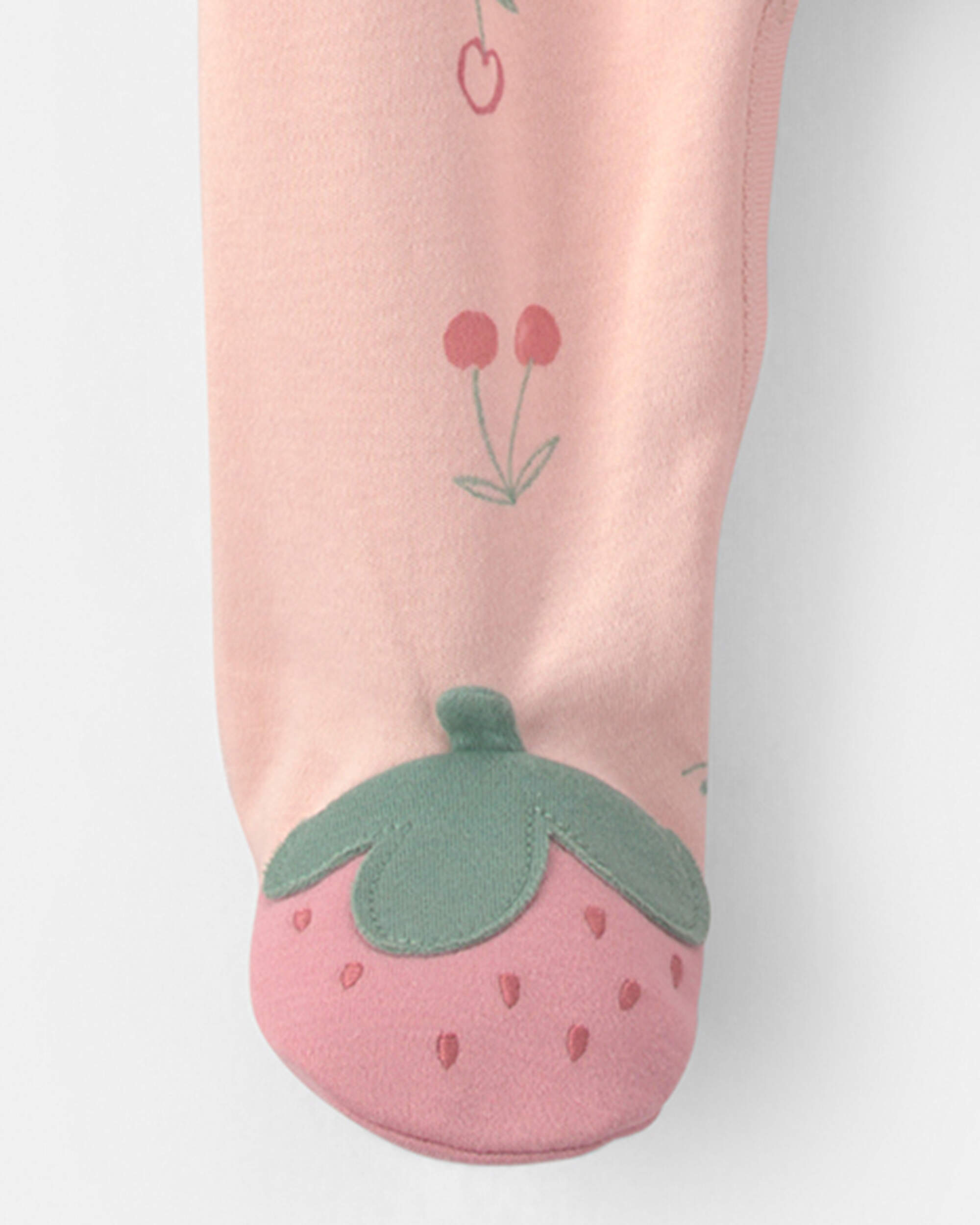 Baby Girl Strawberry 100% Cotton Sleeper - Pink
