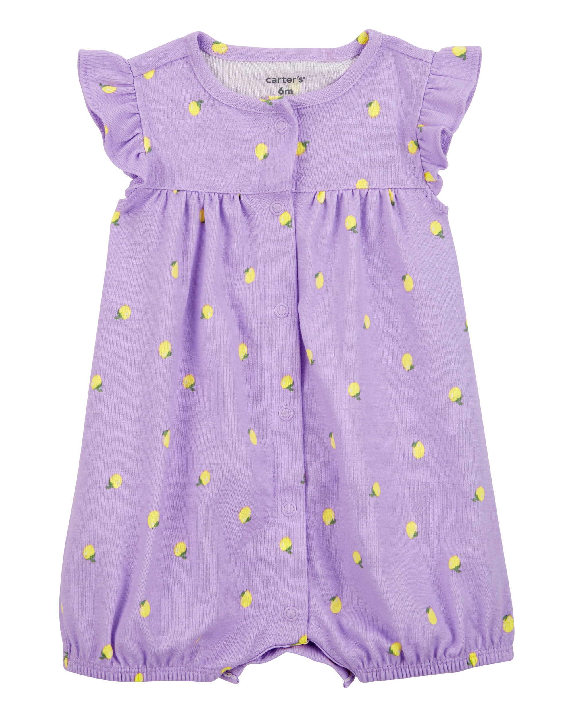 Baby Girl Lemon Short-Sleeve Romper - Purple