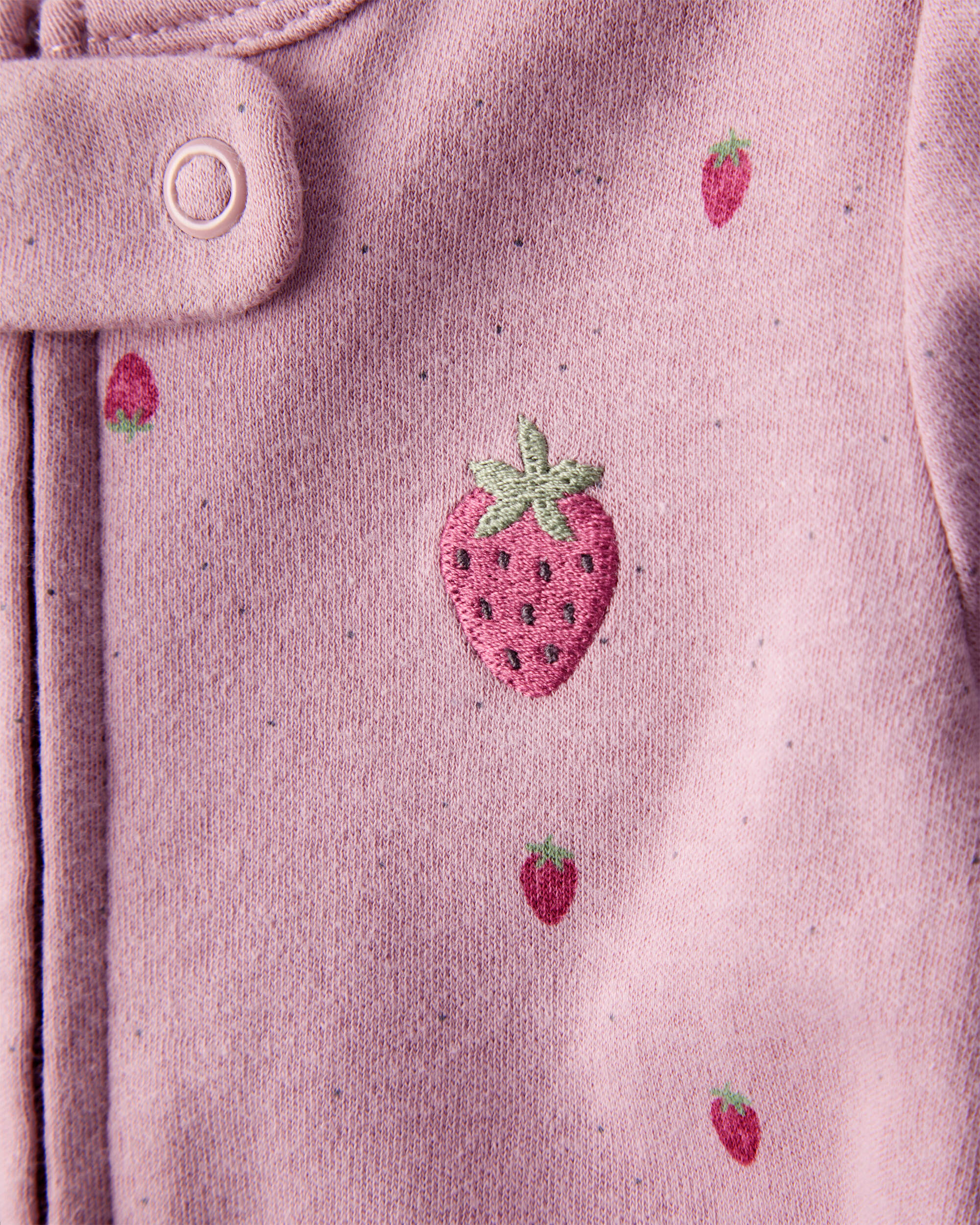 Baby Girl Strawberry Print 100% Cotton Sleeper- Pink