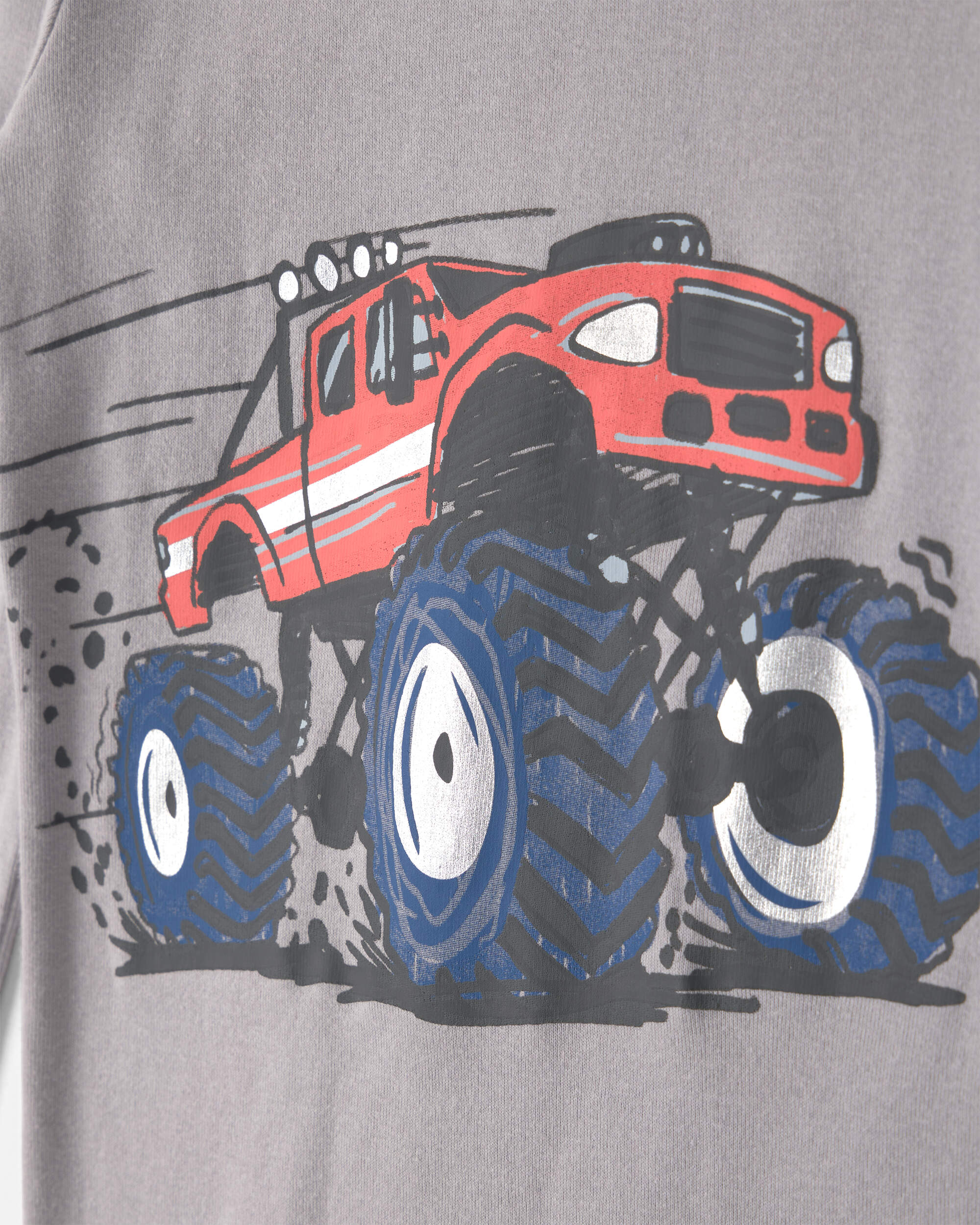 Boys 4-Piece Monster Truck 100% Cotton Snug Fit Pyjama Set - Grey