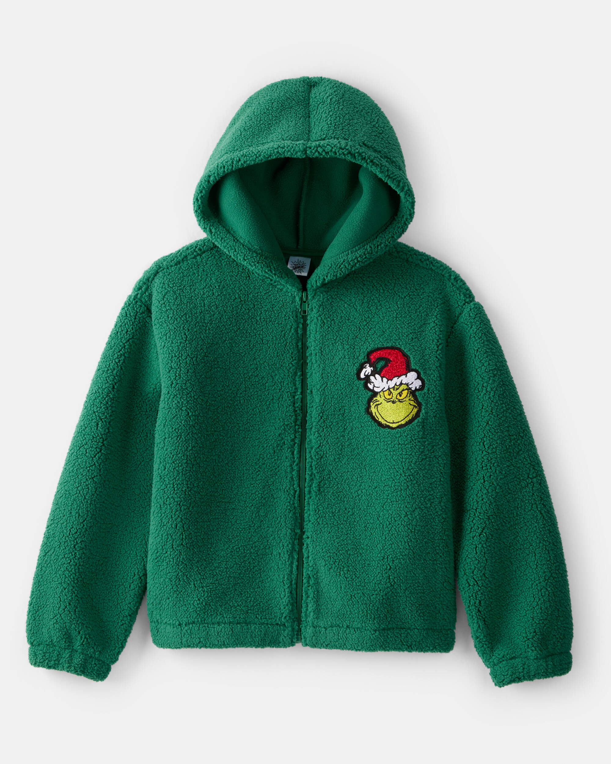 Kid Dr. Seuss™ The Grinch Sherpa Hooded Zip-Up Jacket - Green