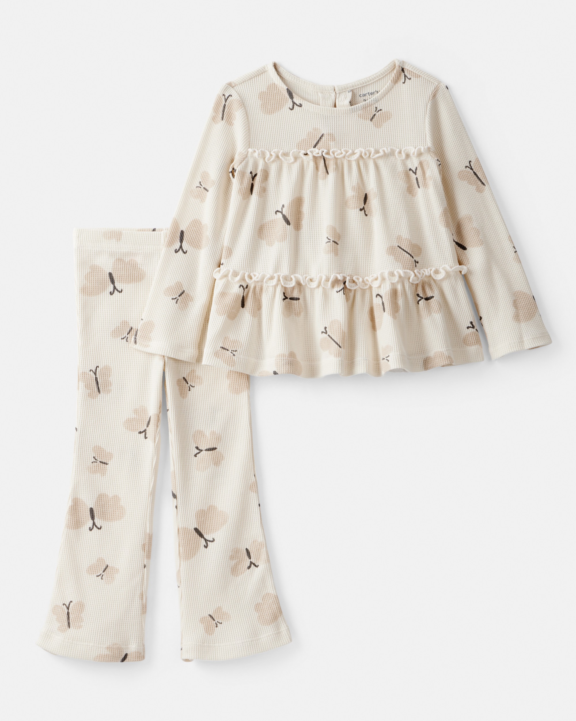 Toddler Girl Butterfly Top & Pant Set - Cream