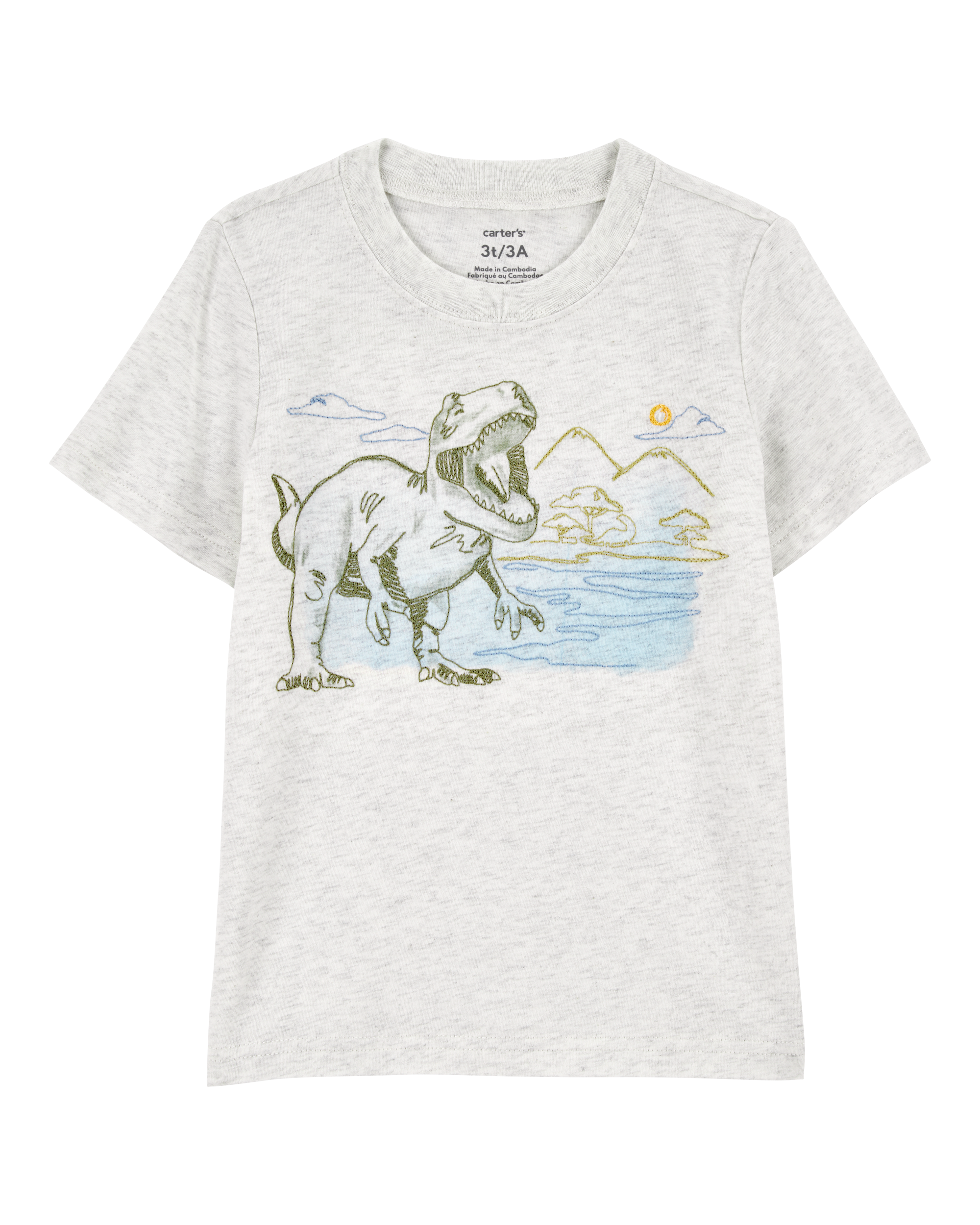 Toddler Short-Sleeve Dinosaur Tee - Grey