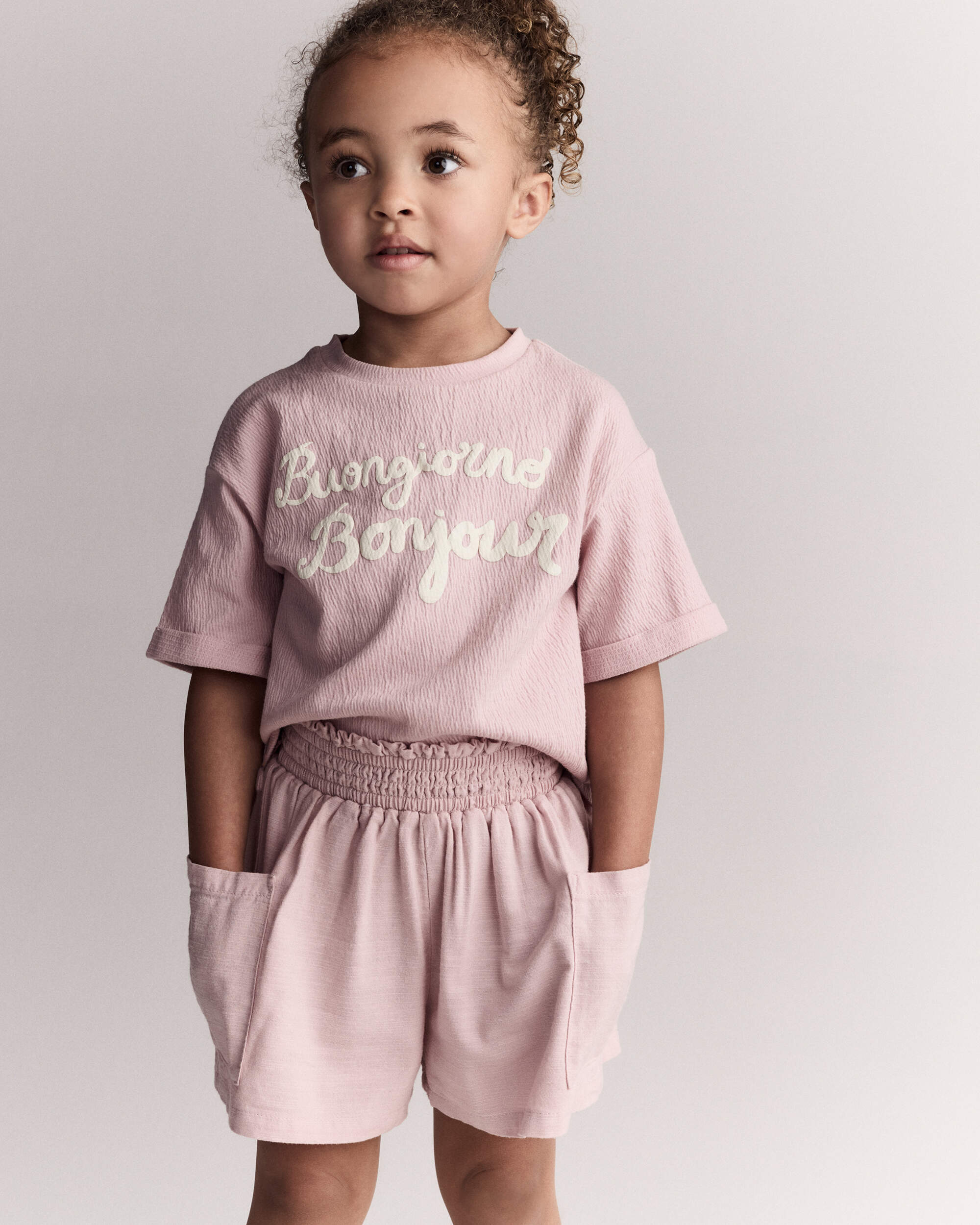 Toddler Girl Swing Short with Pockets - Rose