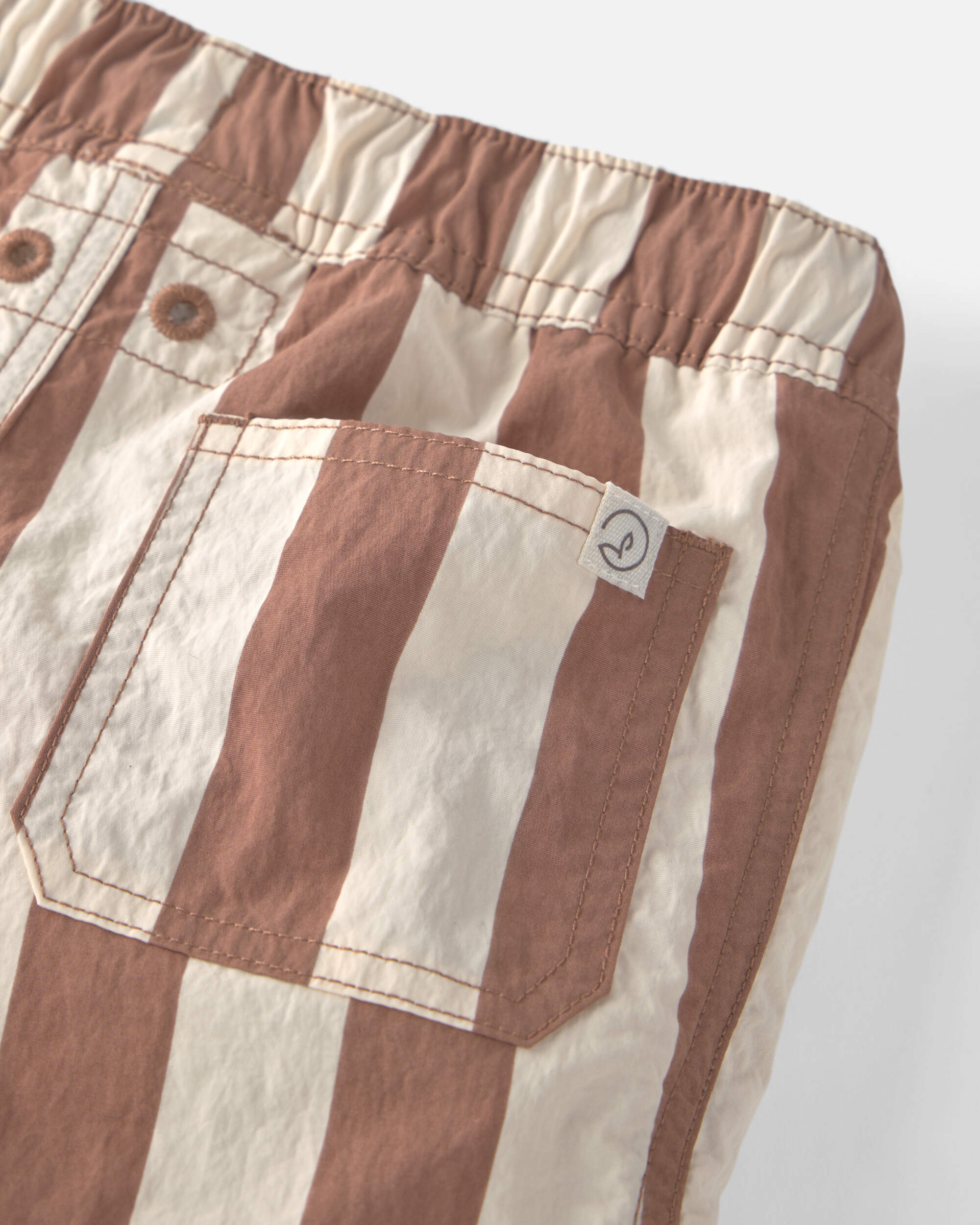 Toddler Boy Recycled Swim Trunks Brown Stripes