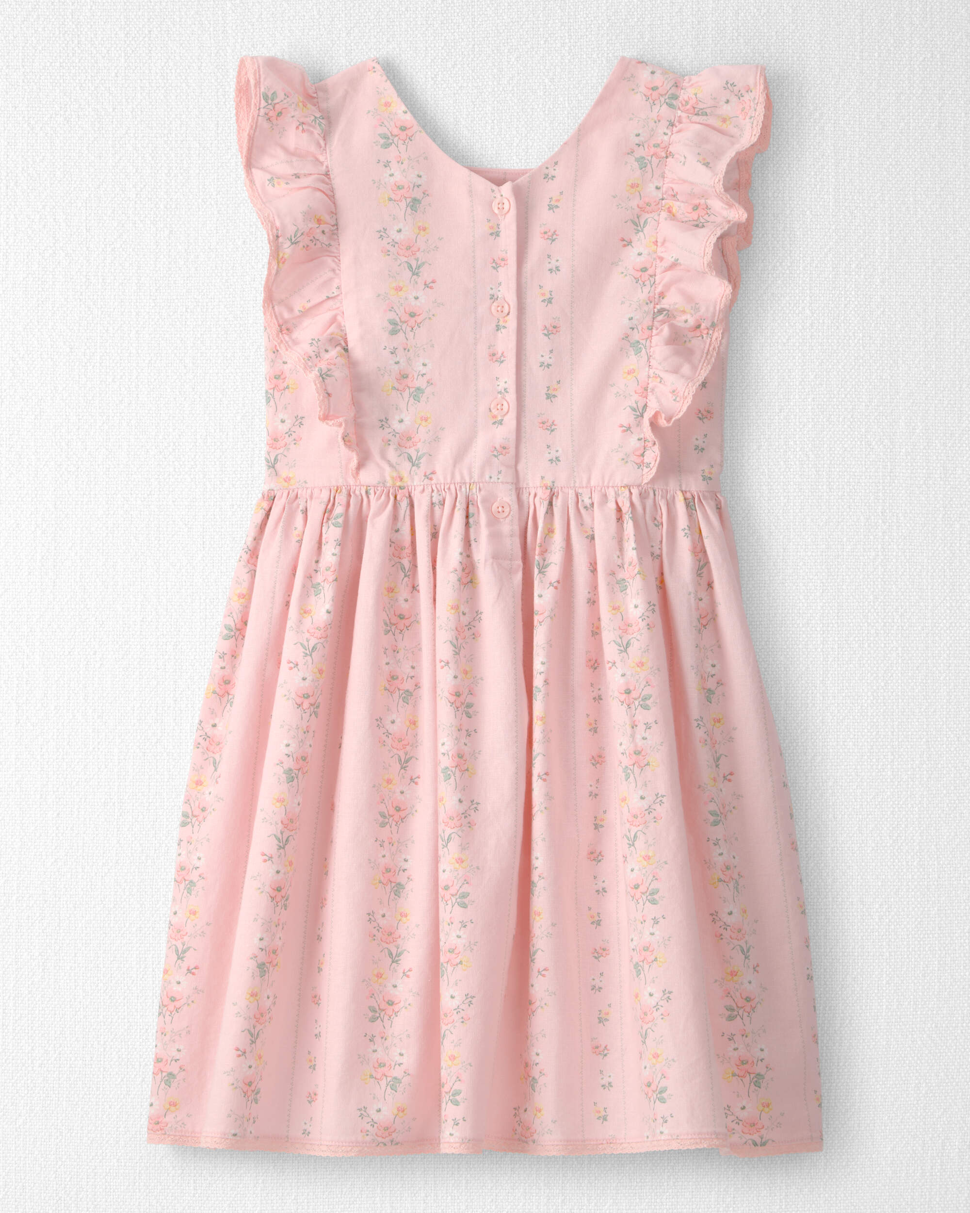 Girls Ruffle Dress Made with Organic Cotton Spring Garden Print