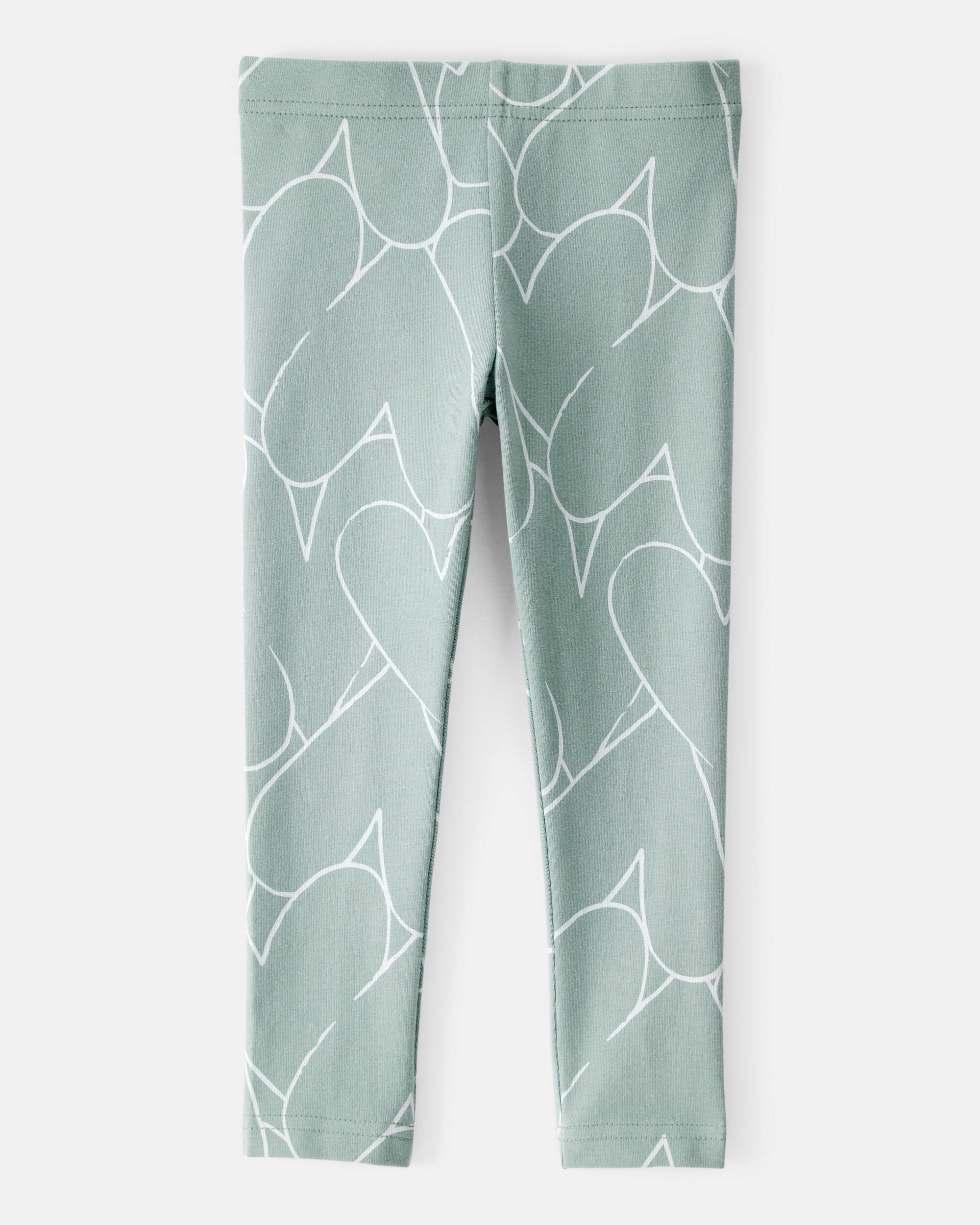Toddler Girl Cotton Heart Stretch Leggings - Green