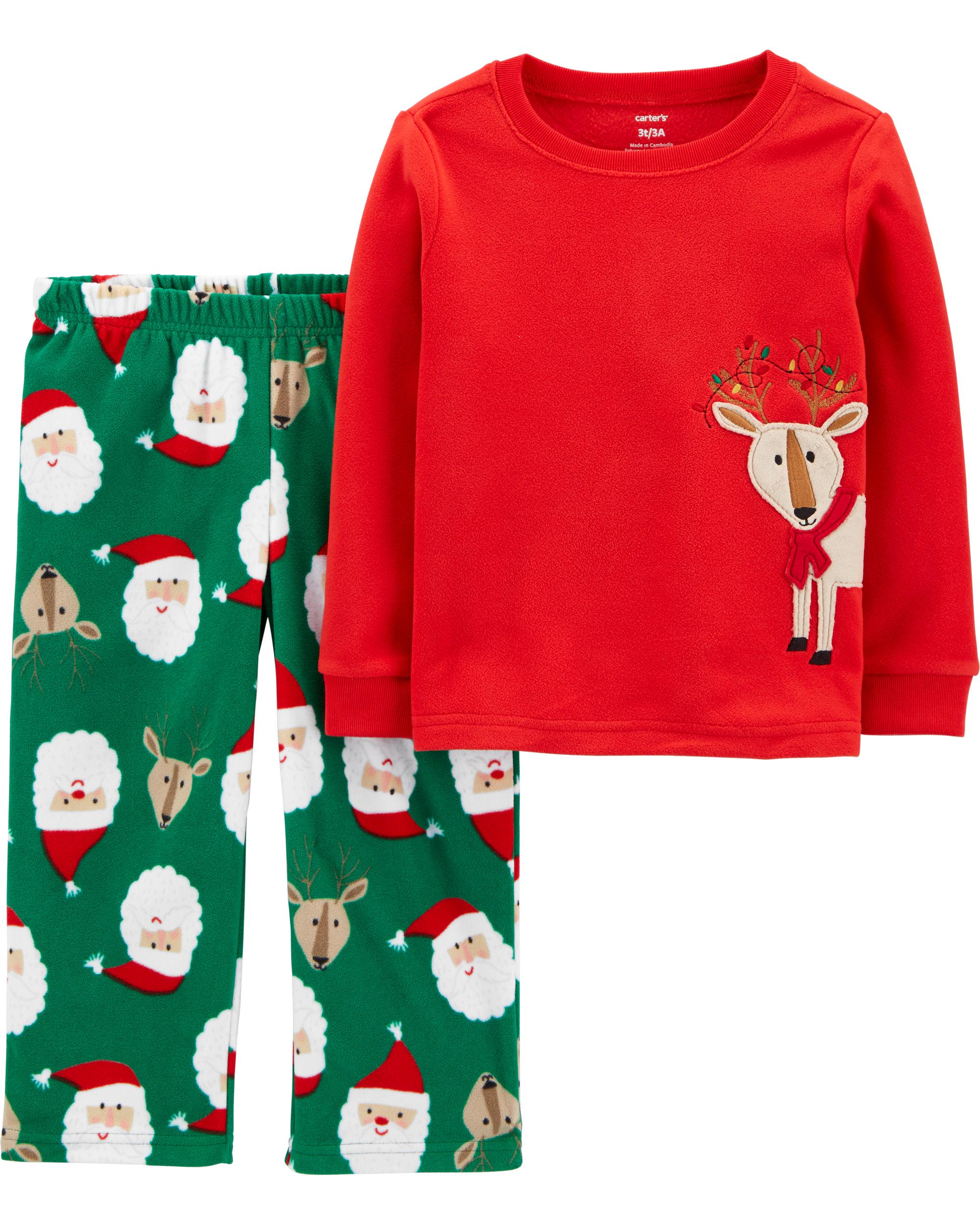 Red/Green 2-Piece Holiday Reindeer Fleece PJs Carter's Oshkosh