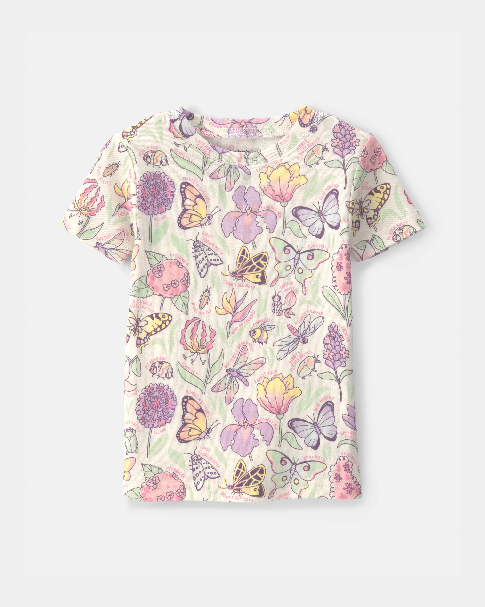 Toddler Girl Butterfly 100% Cotton Snug Fit 2-Piece Pyjama Set - Cream