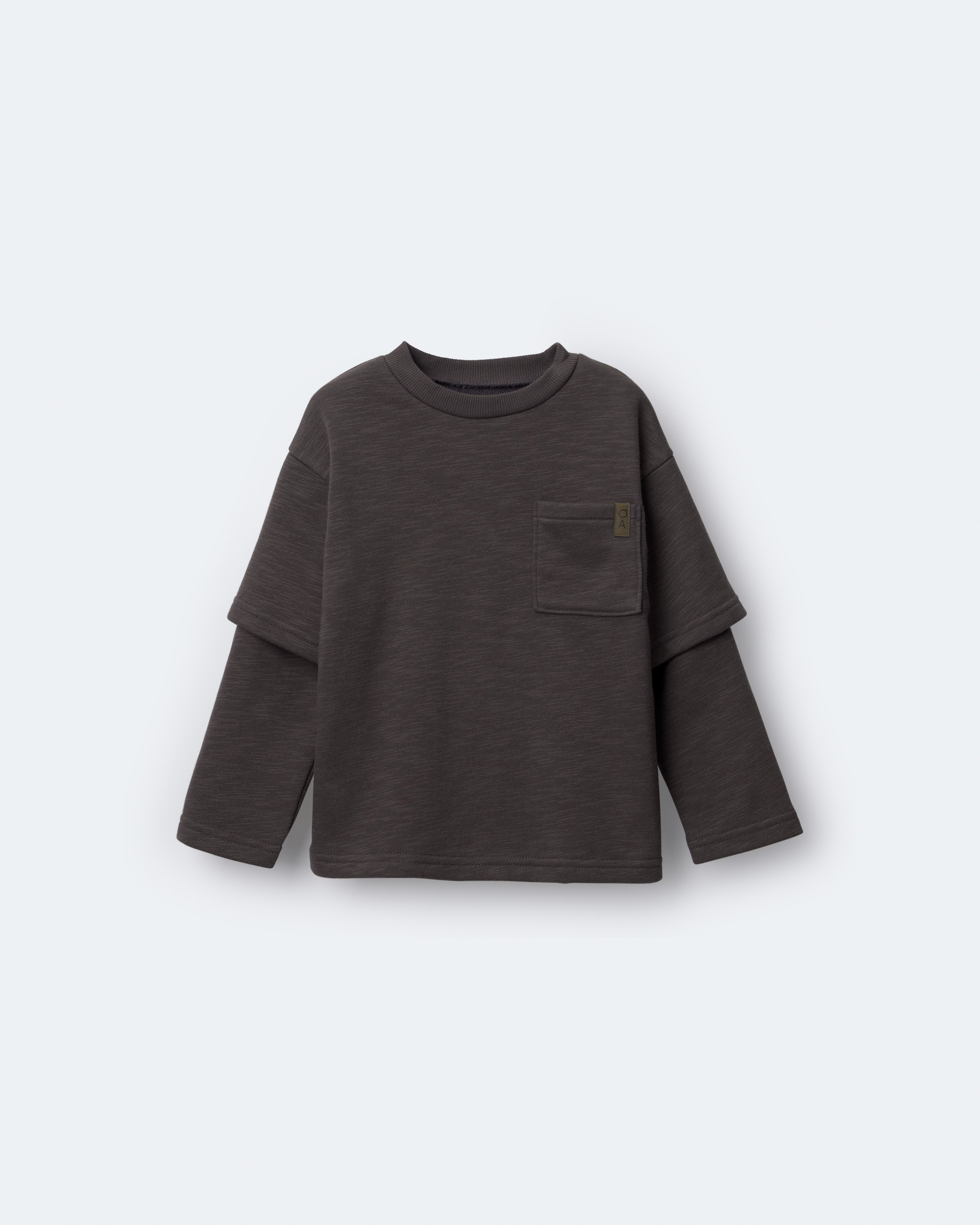 Toddler Boy Long-Sleeve Pocket Tee - Dark Grey