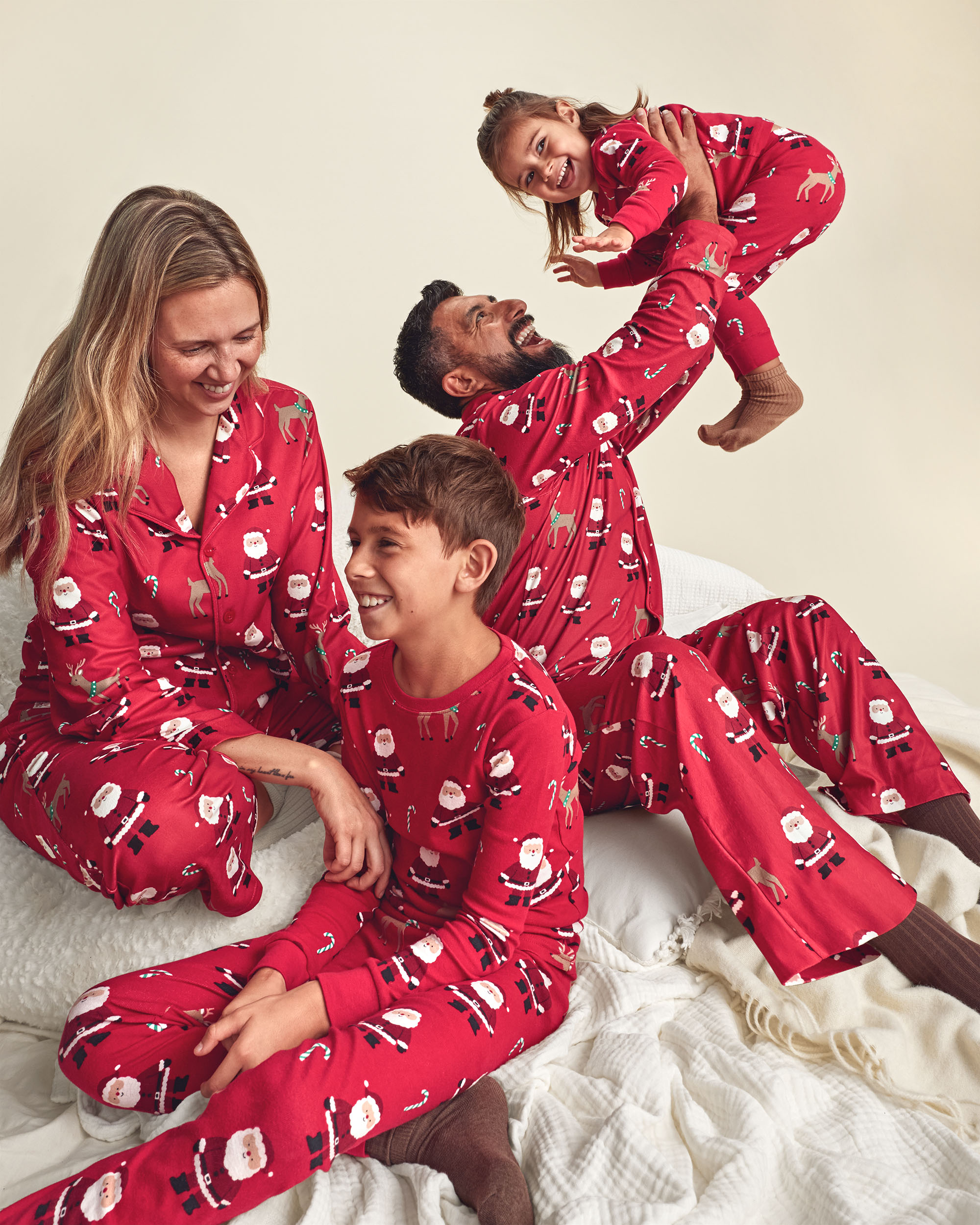 Baby Beige Santa Christmas 100% Cotton 2-Way Zip Sleeper - Red, , hi-res