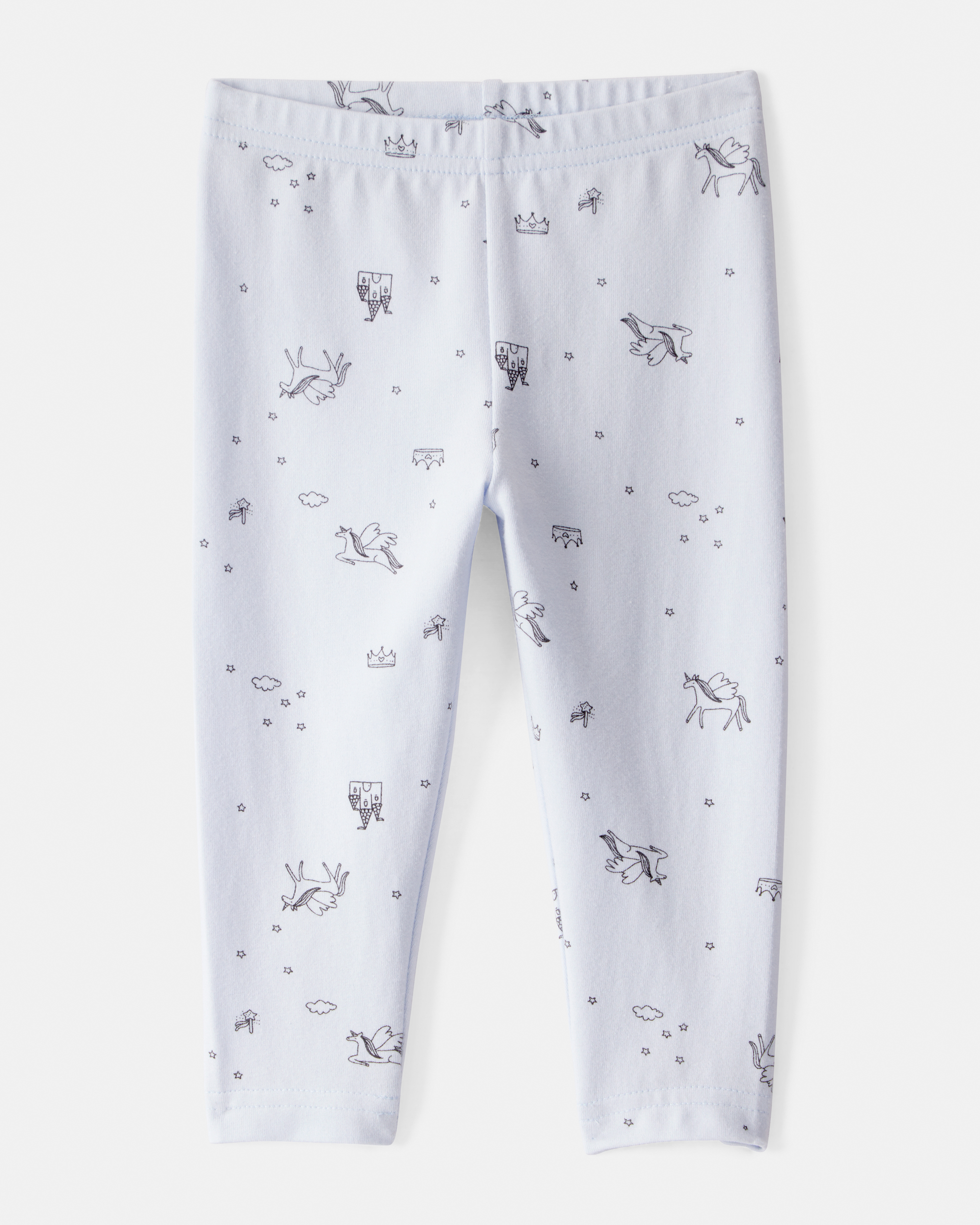 Baby Girl Printed Cotton Pull-On Stretch Leggings - Blue