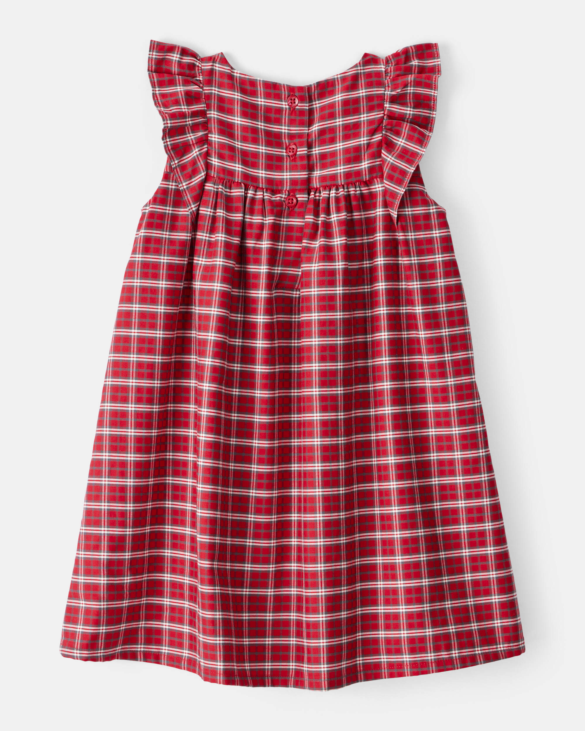 Toddler Girl Plaid Cotton Sleeveless Occasion Dress - Red
