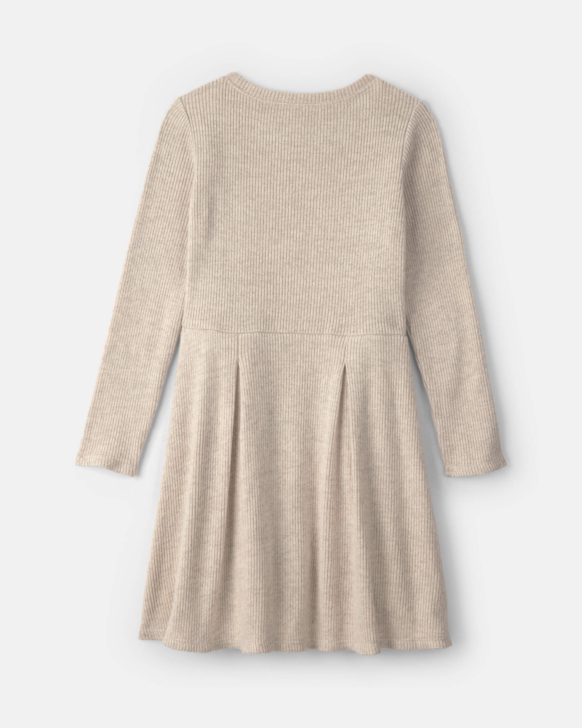 Girls Long-Sleeve Rib Dress - Cream