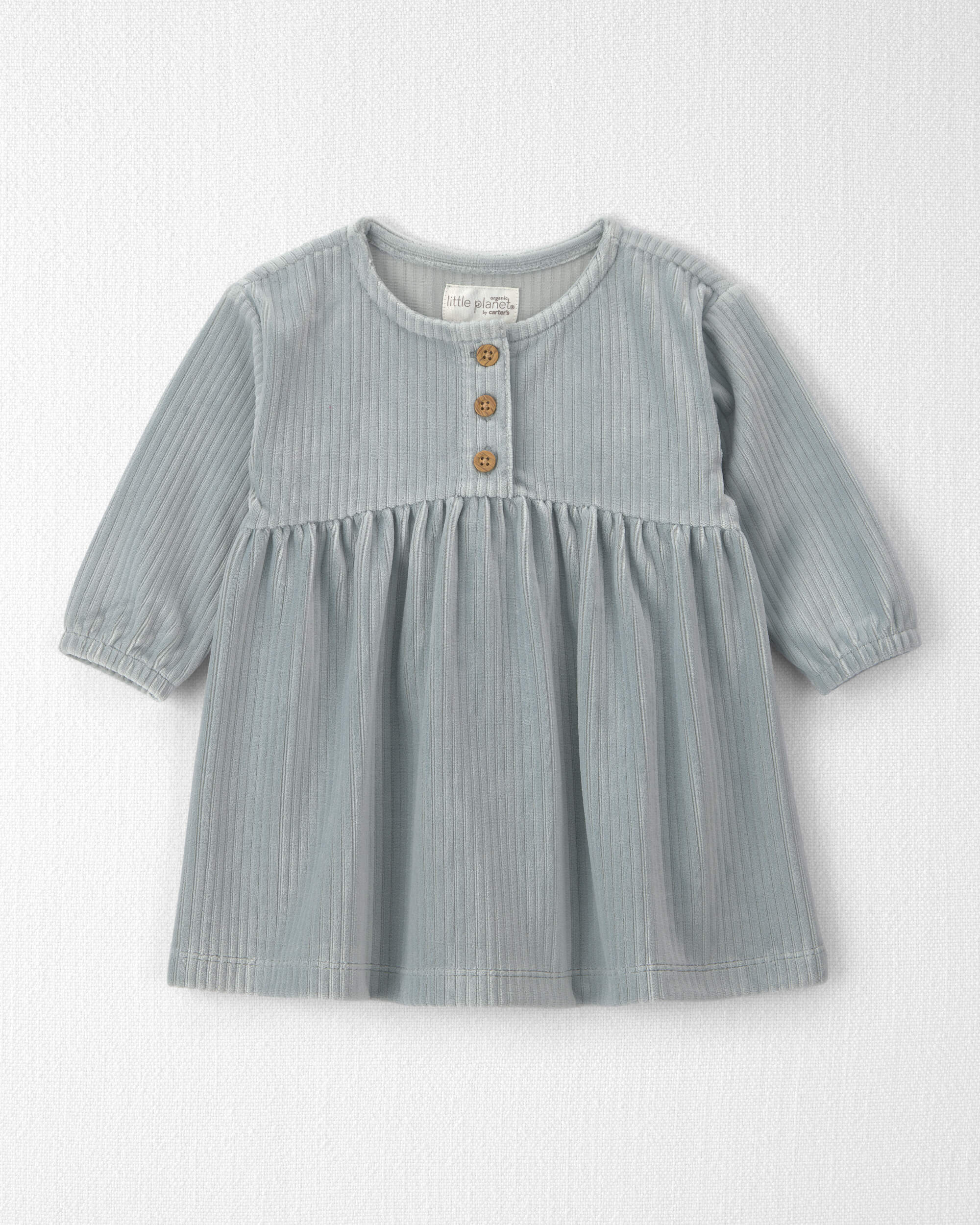 Baby Girl Recycled Ribbed Velour Dress