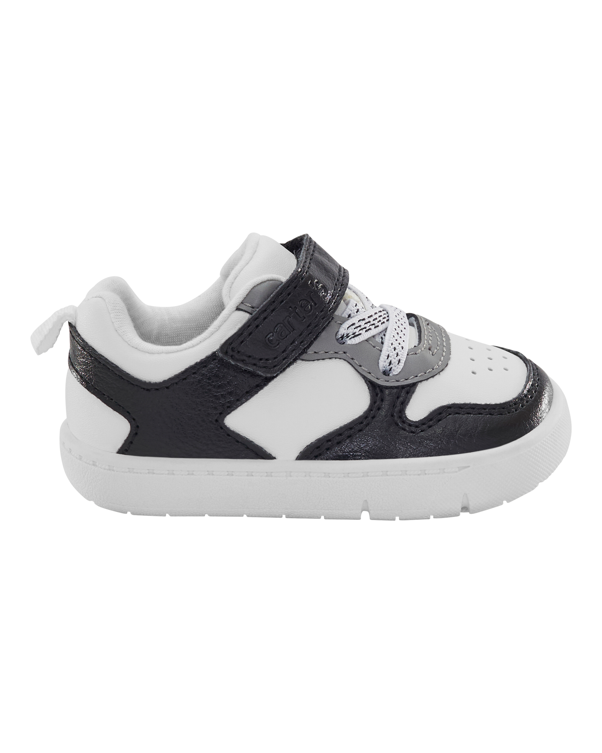 Baby Every Step® First Walker  Faux Leather Fashion Sneakers - White/Black