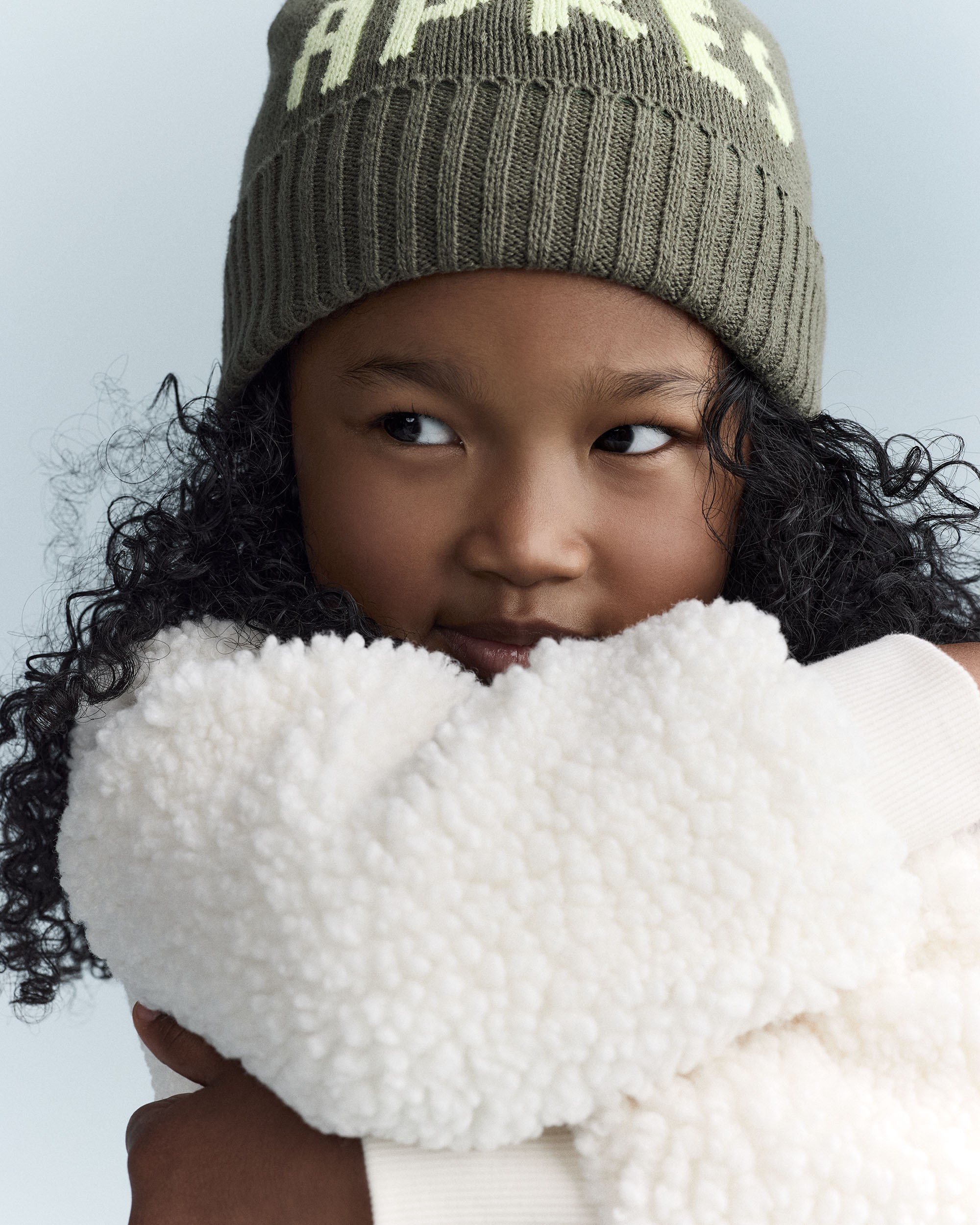 Toddler Let's Have Fun'  Sherpa Quarter-Zip Sweatshirt - Cream