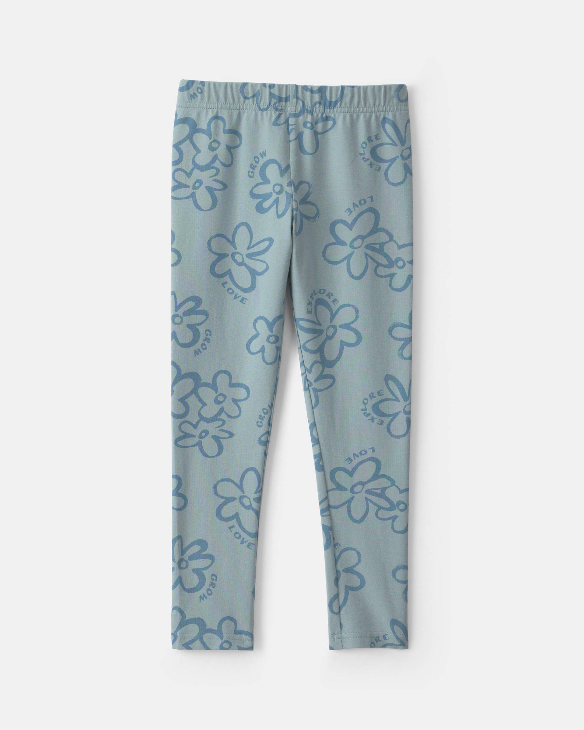 Girls Floral Pull-On Stretch Leggings - Blue