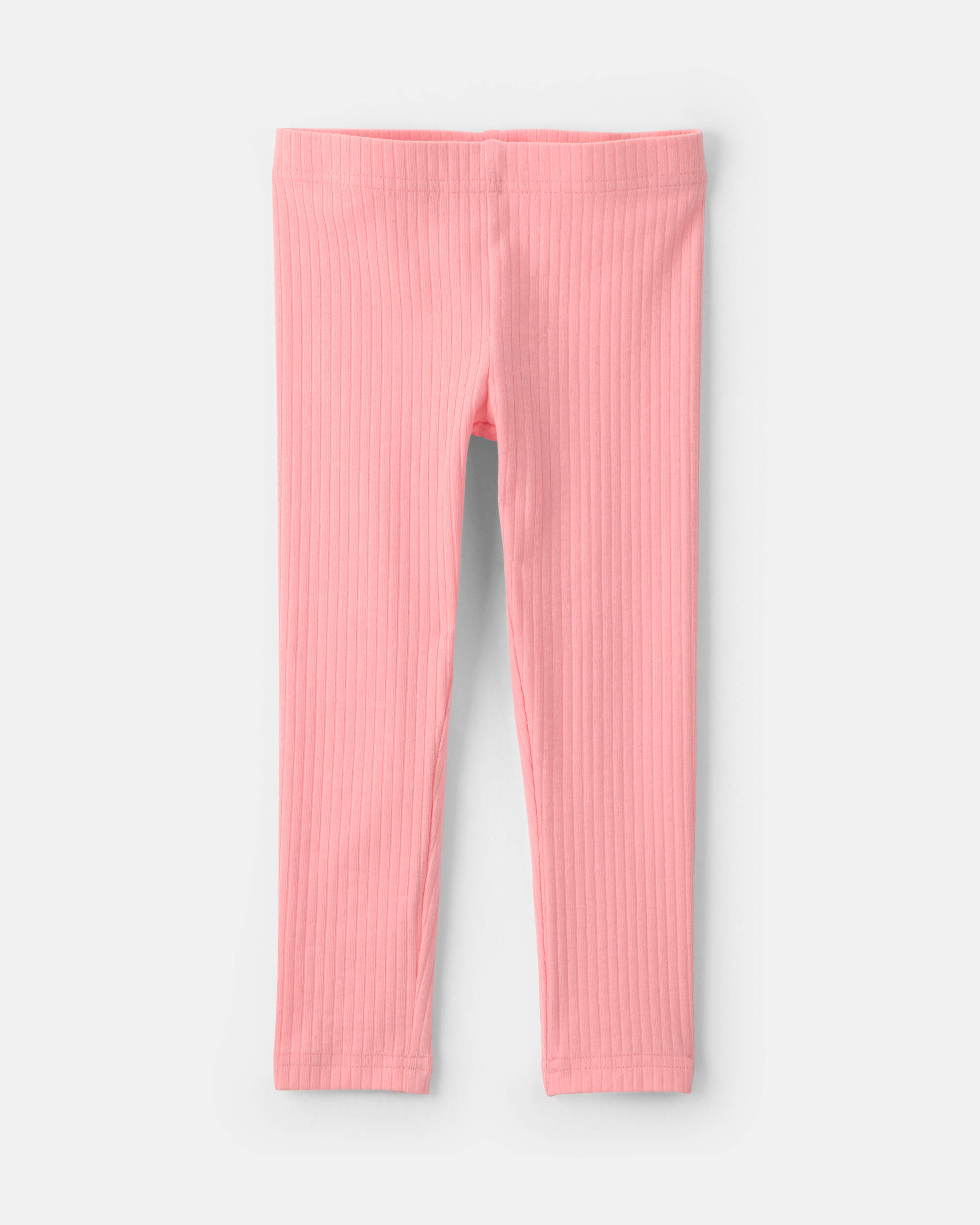 Toddler Girl Pull-On Stretch Ribbed Leggings - Coral