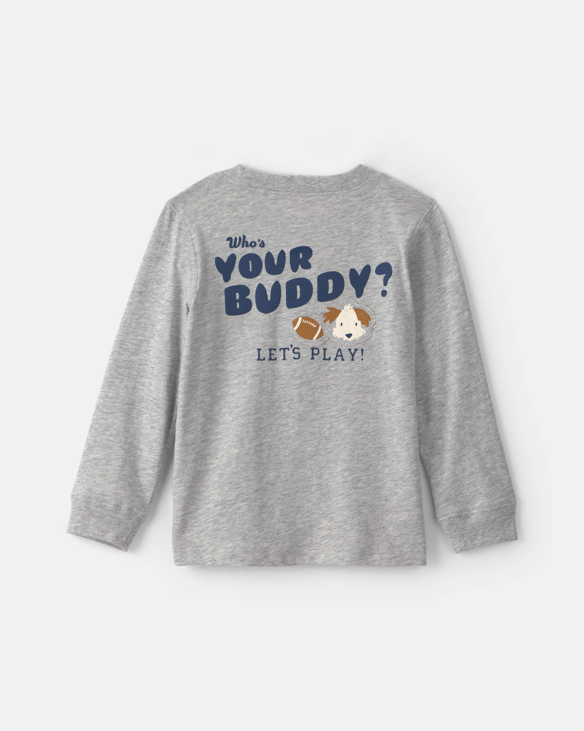 Toddler Boy Buddy Dog Long-Sleeve Graphic Tee – Grey
