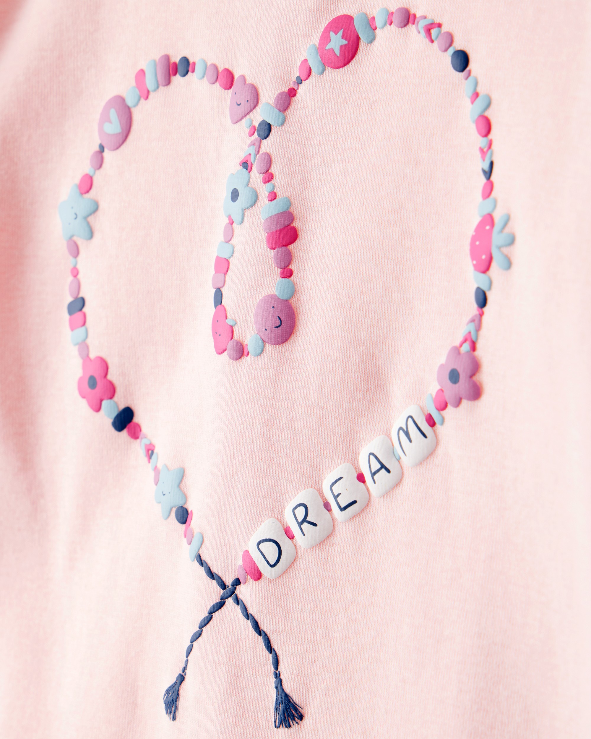 Girls Heart Print 100% Cotton Long-Sleeve Snug Fit 4-Piece Pyjamas - Navy/Pink