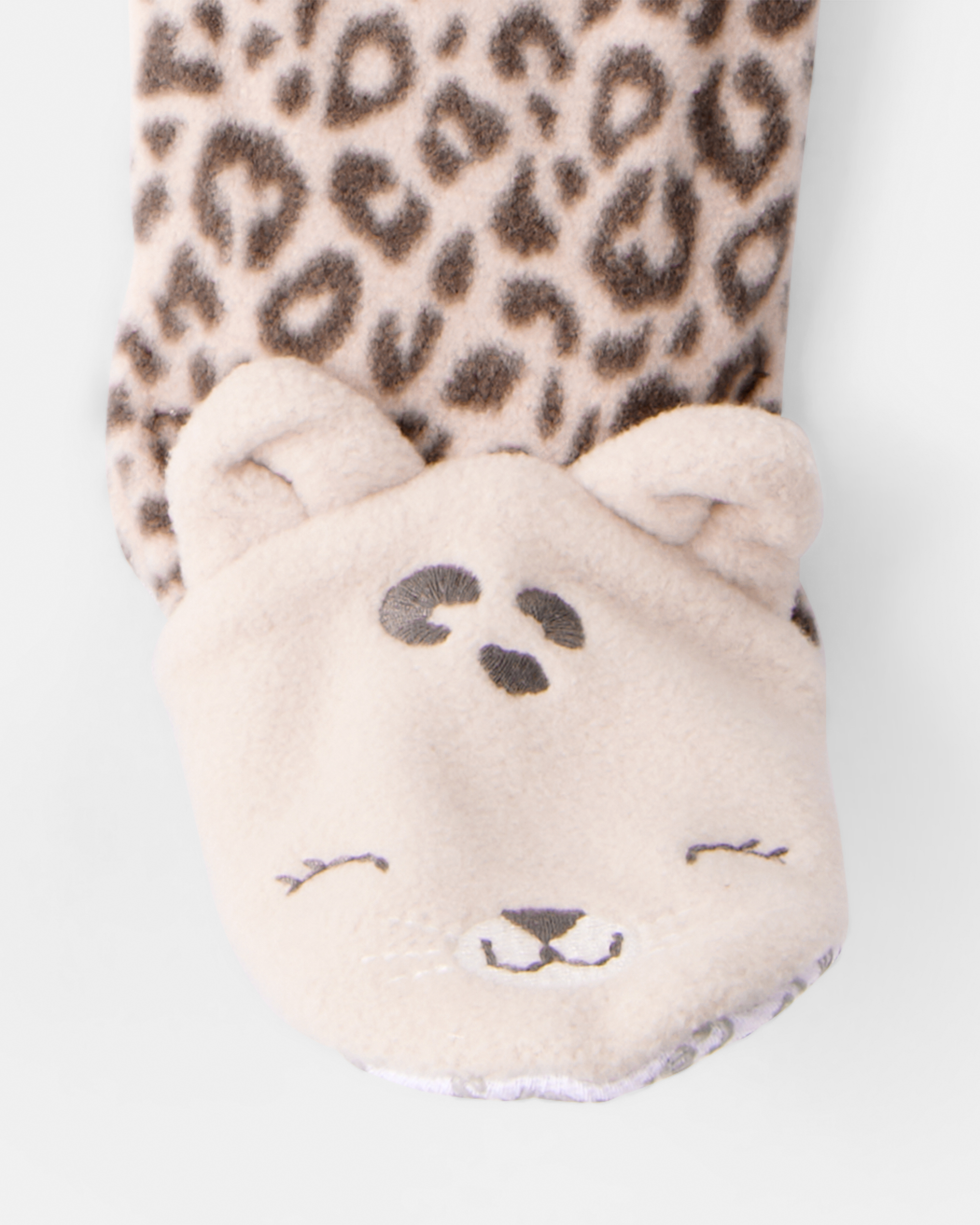 Baby Girl Leopard Fleece Long-Sleeve Loose Fit 1-Piece pyjamas - Brown