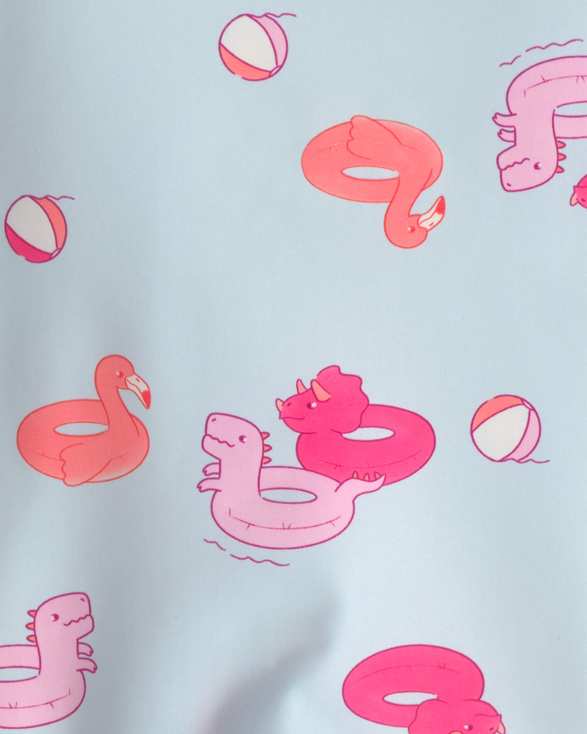 Toddler Girl Pool Float 3-Piece Rashguard Swimsuit Set - Blue/Pink