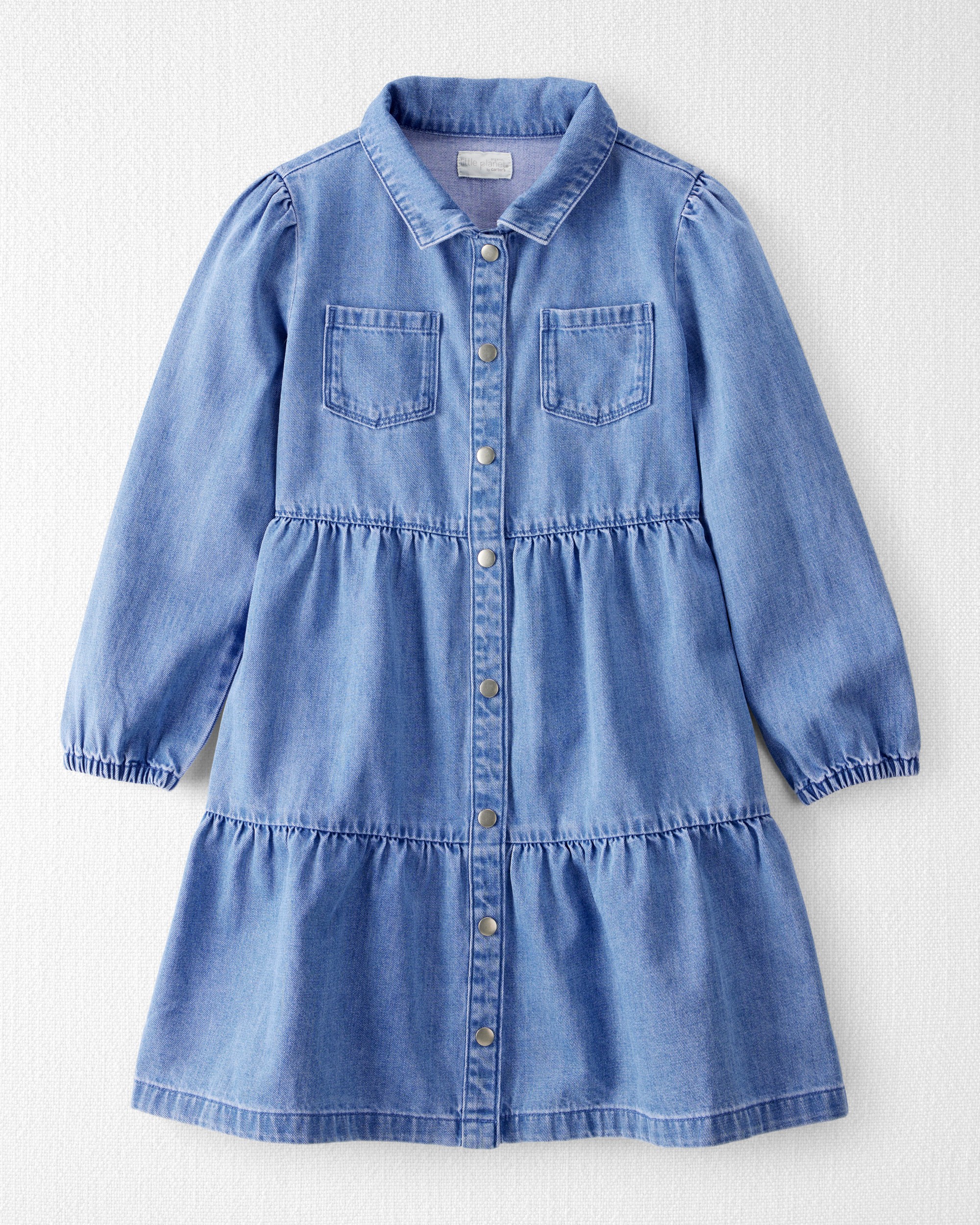 Girls Organic Cotton Chambray Dress