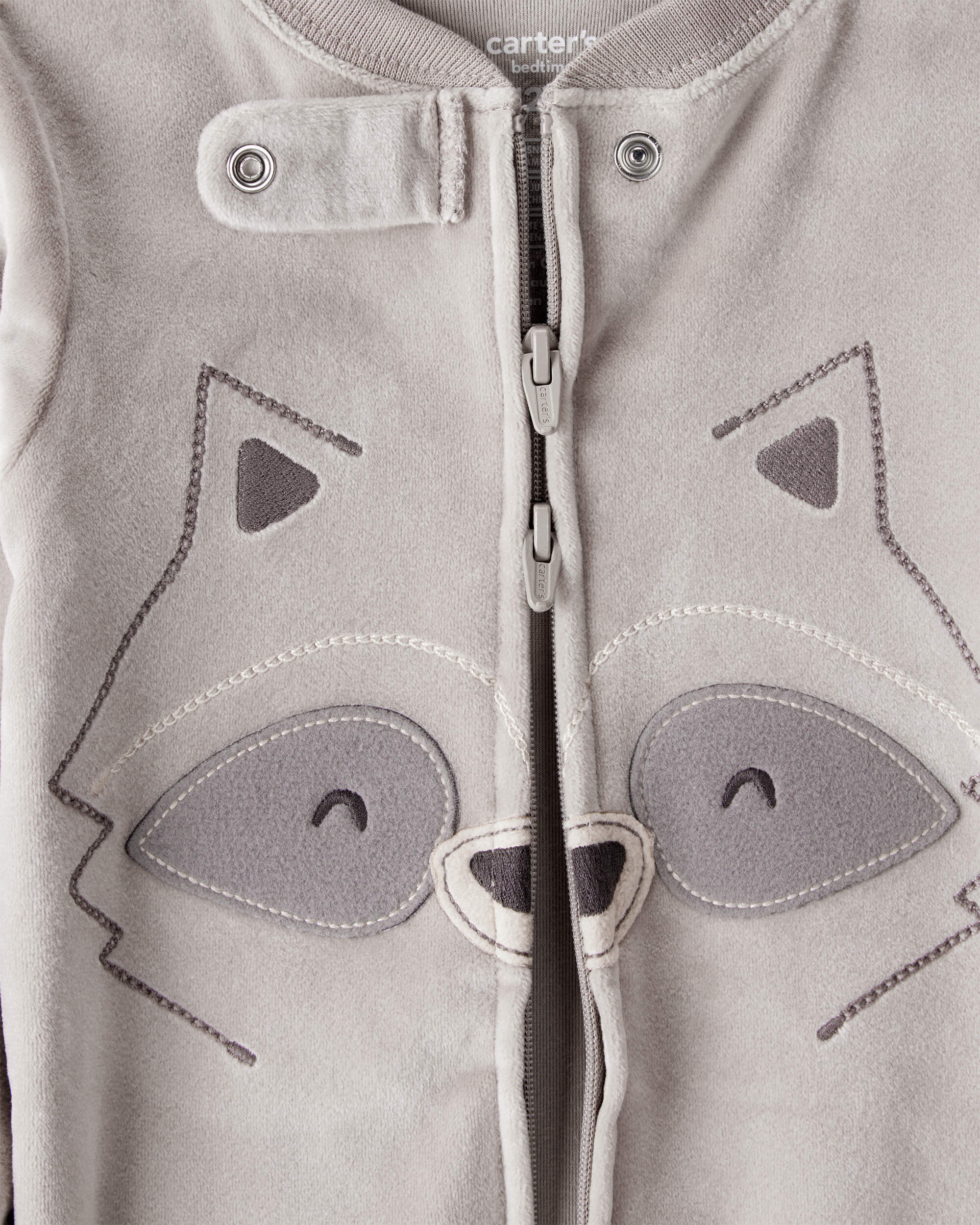 Baby Boy Raccoon DreamPlush Long-Sleeve Snug Fit 1-Piece pyjamas - Grey