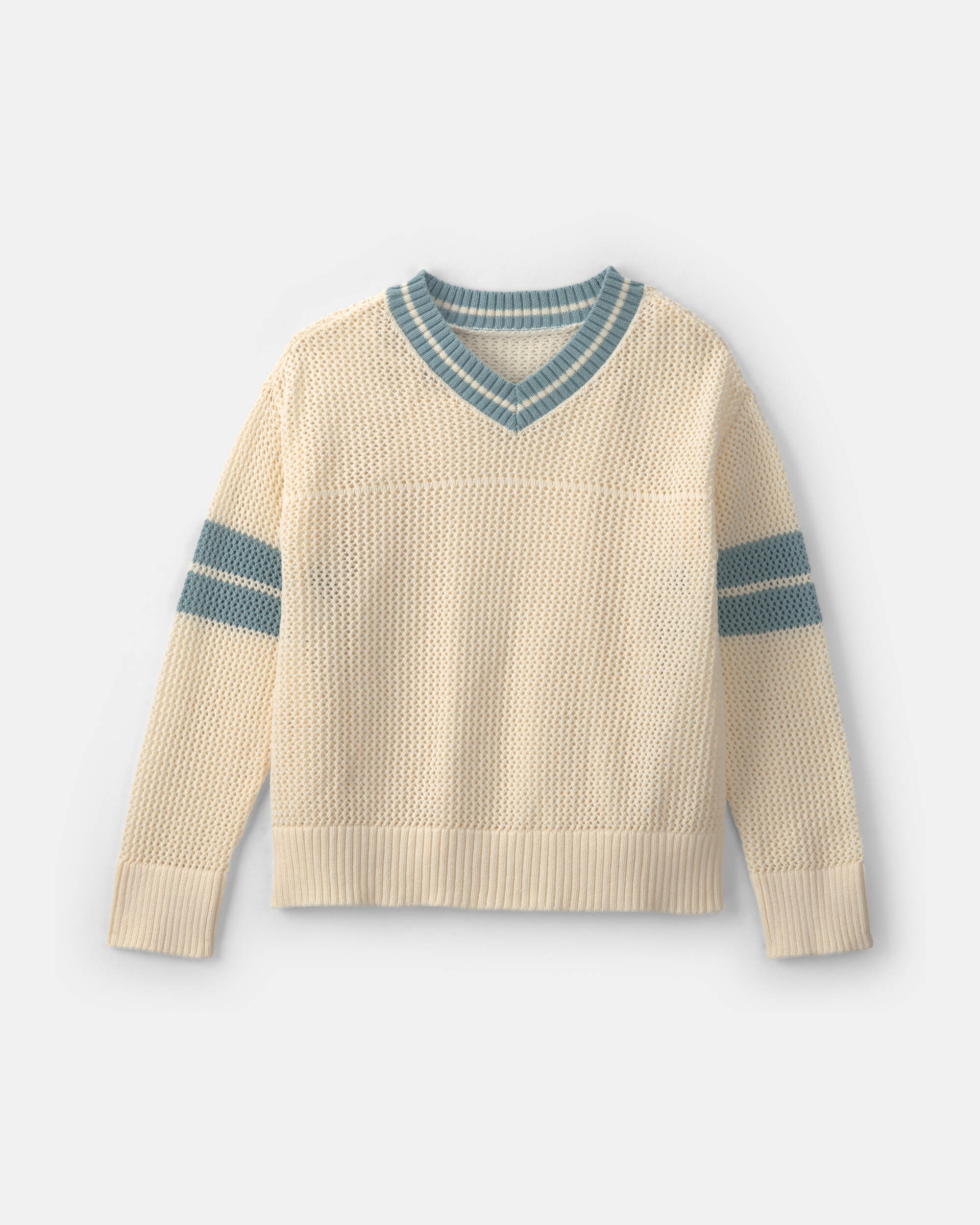 Girls 2-Piece Varsity Sweater - Cream/Blue