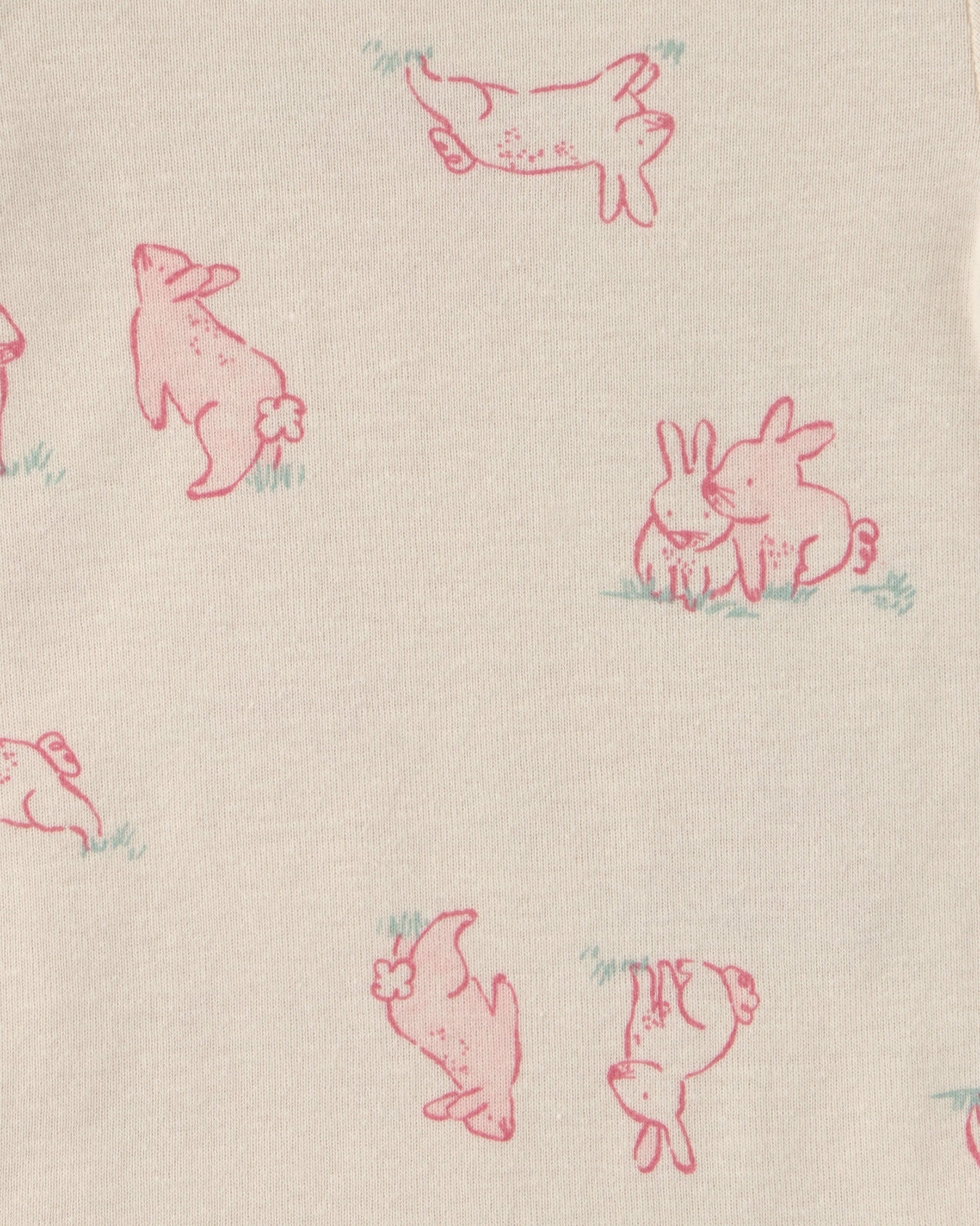 Baby Girl 6-Pack Bunny Long-Sleeve Bodysuits - Pink/Ivory