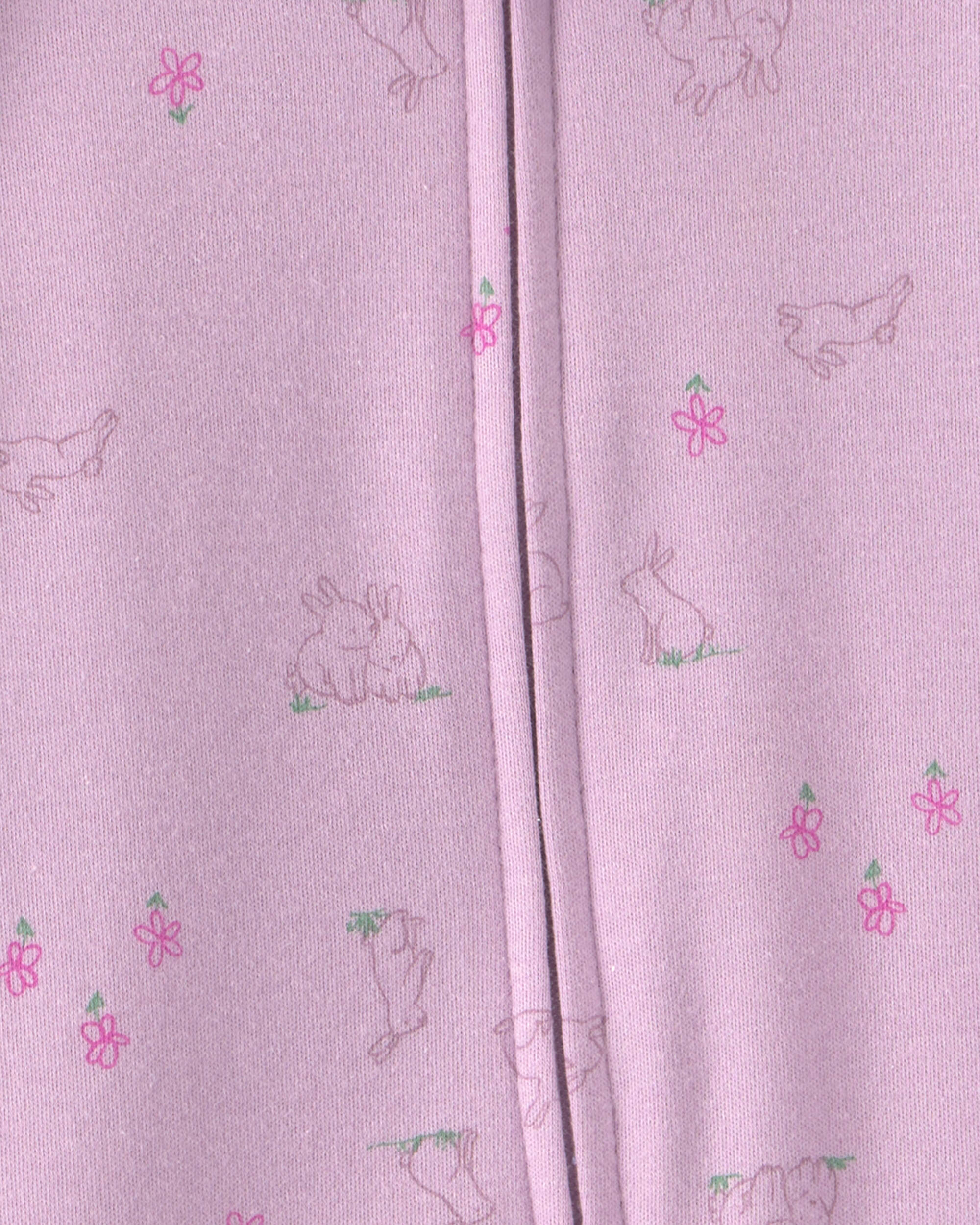 Baby Girl Bunny 100% Cotton 2-Way Zip Sleeper - Purple