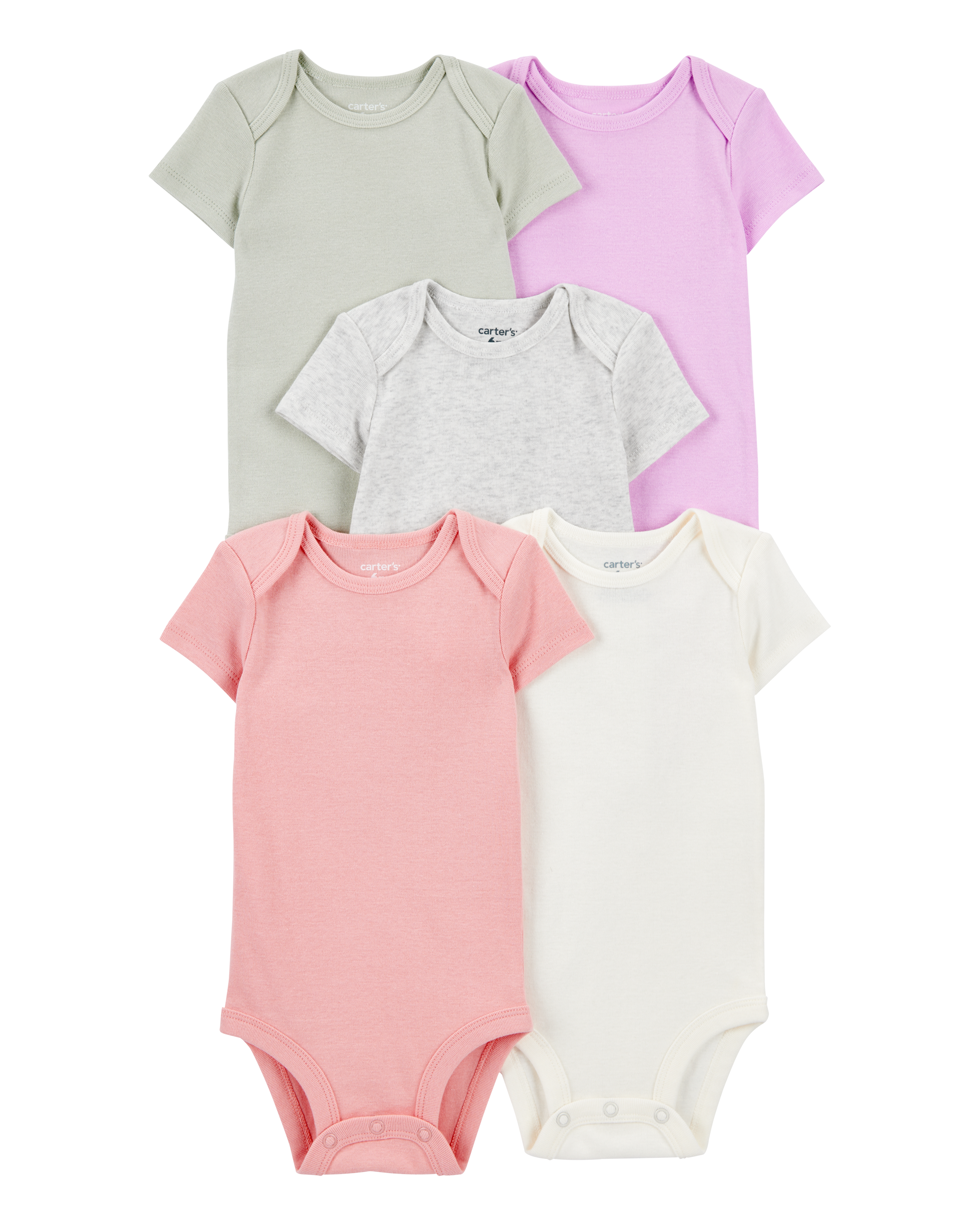 5-Pack Solid Short-Sleeve Cotton Bodysuits