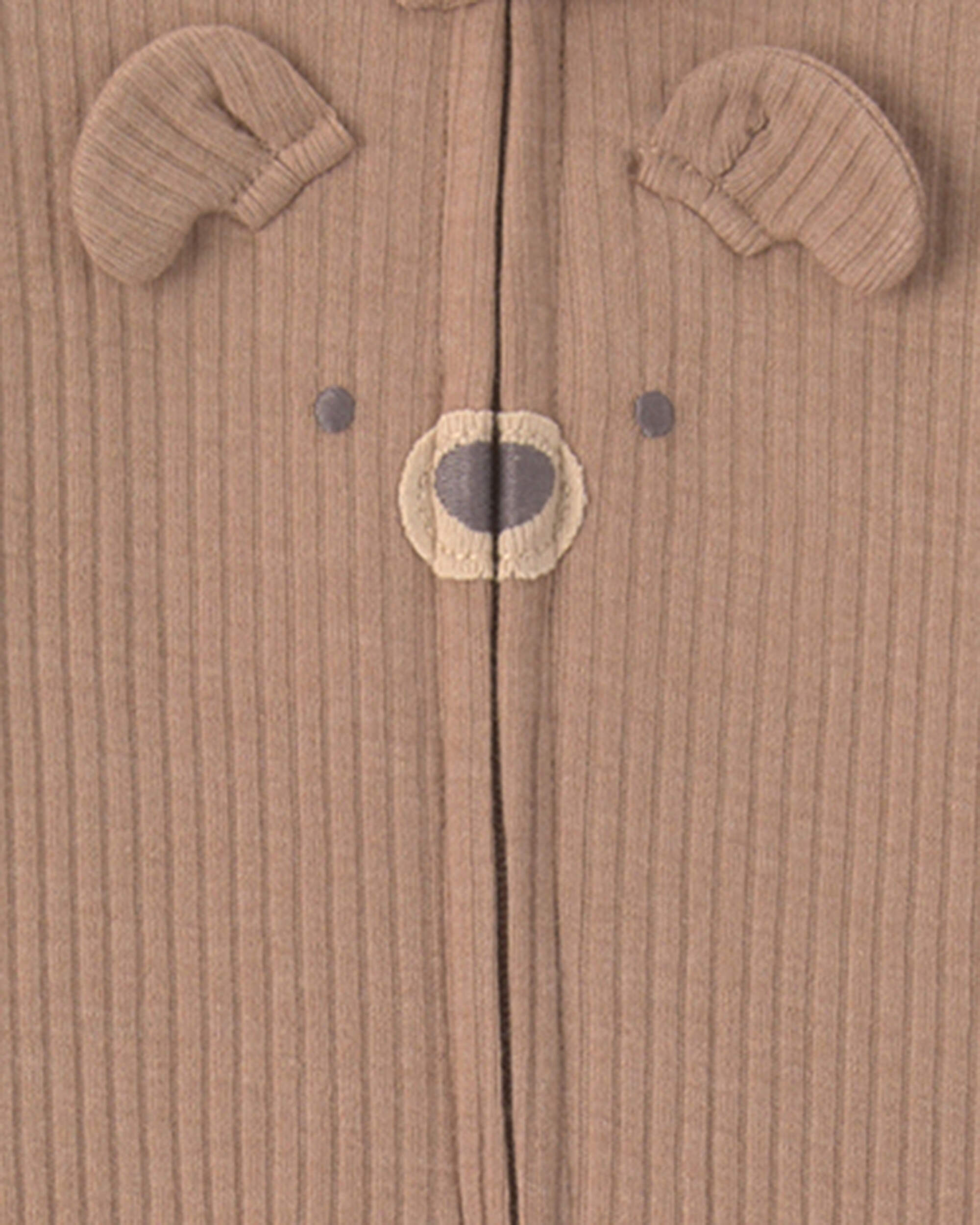 Baby Bear Cotton 2-Way Zip Sleeper - Brown