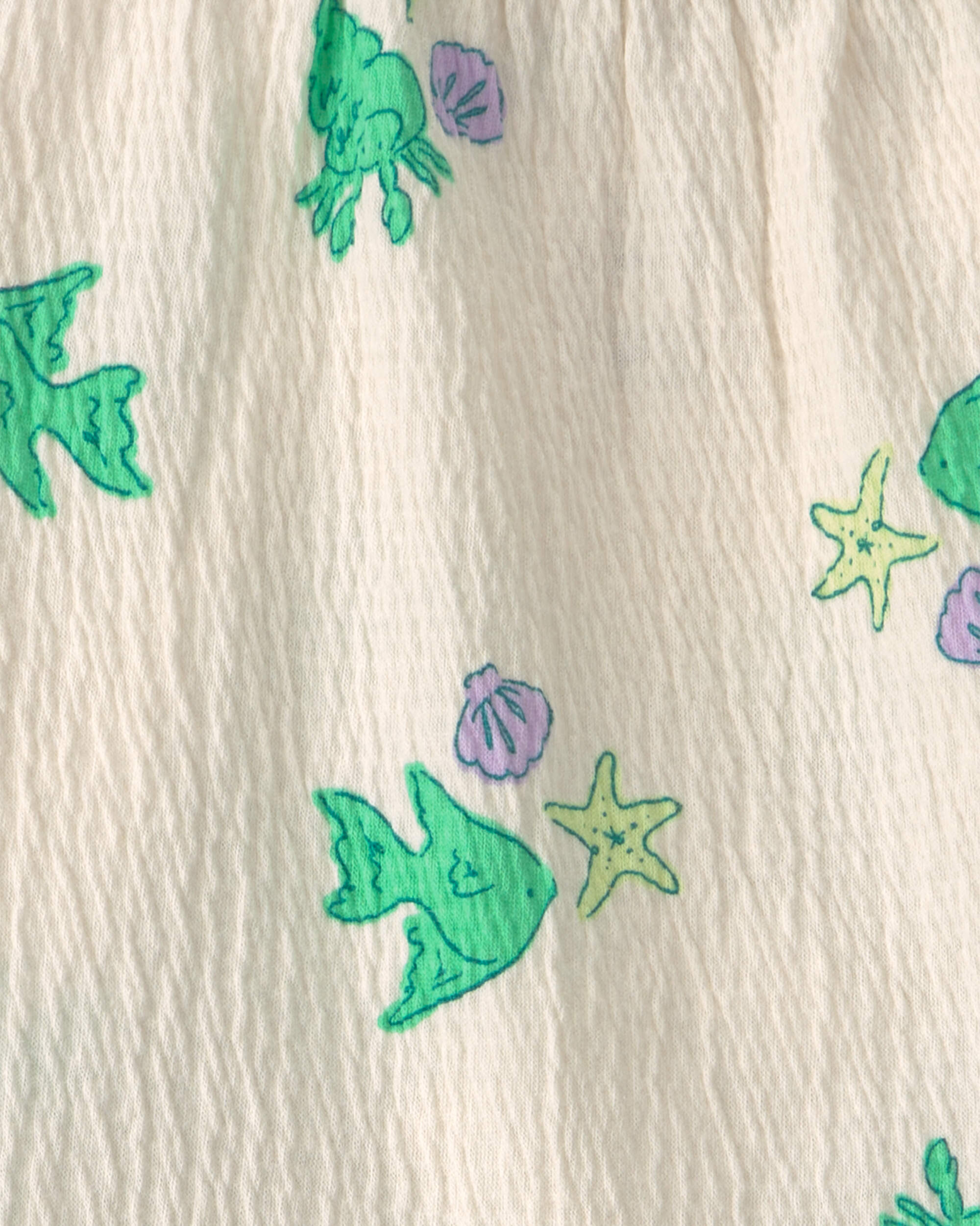 Toddler Girl 2-Piece Fish Ruffle Top & Short Set - Green/White