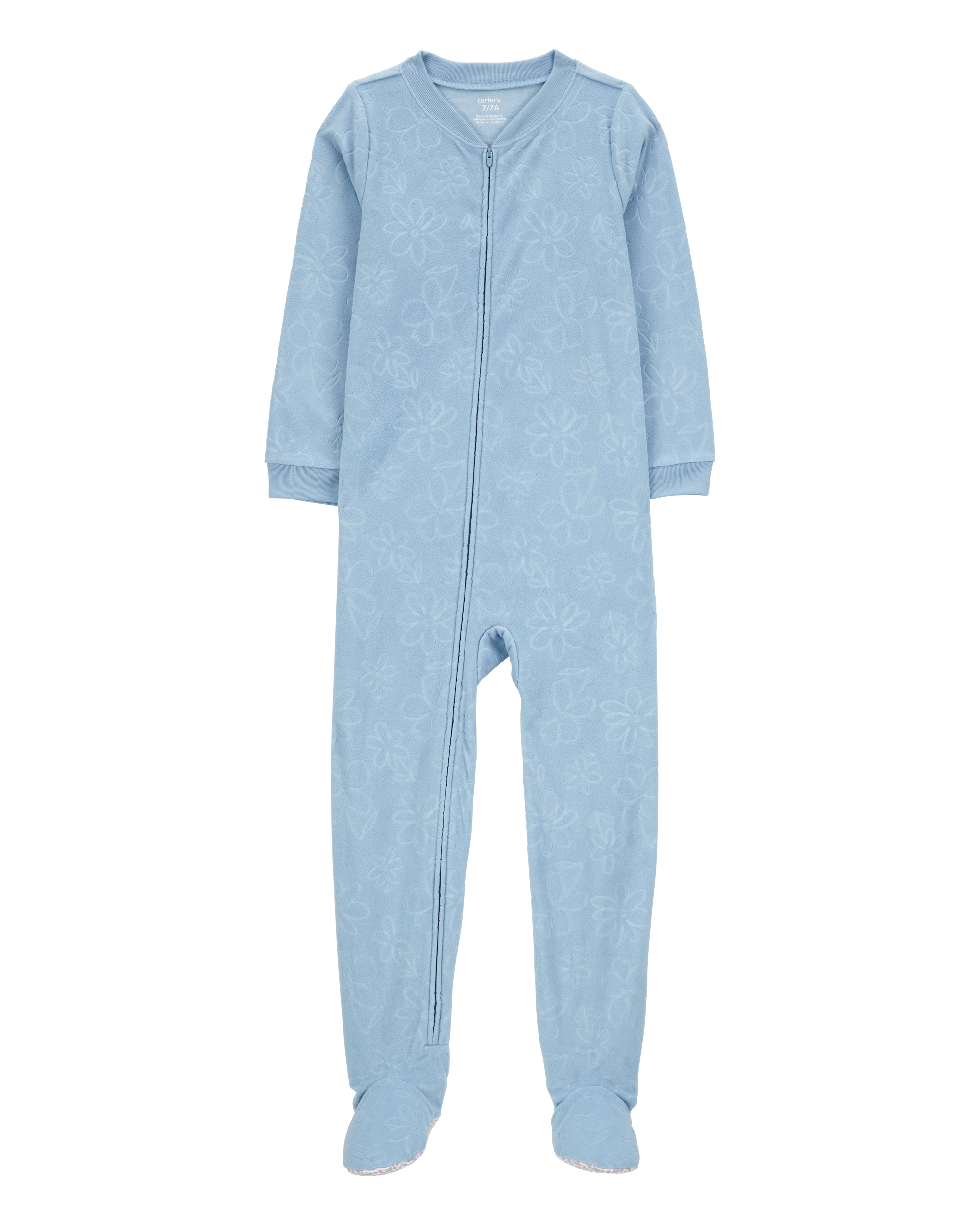 Kid 1-Piece Floral Fleece Footie Pyjamas
