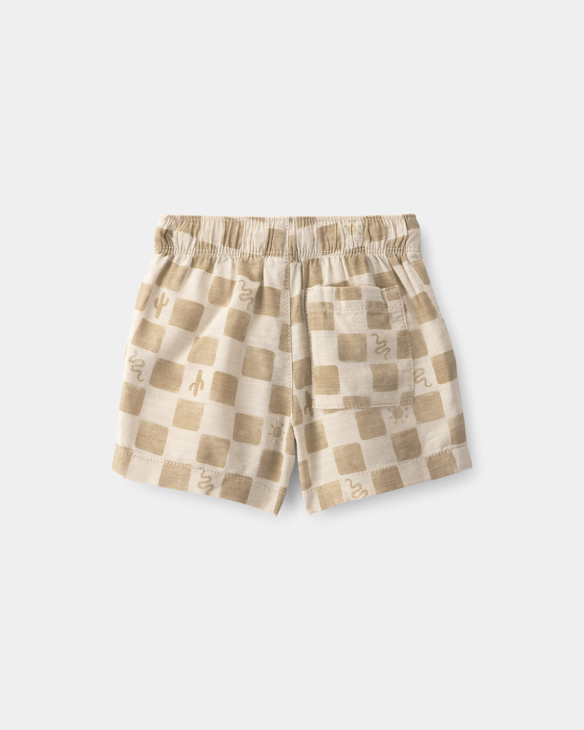 Baby Boy Cactus Checkered Drawstring Shorts - Beige | Carter's