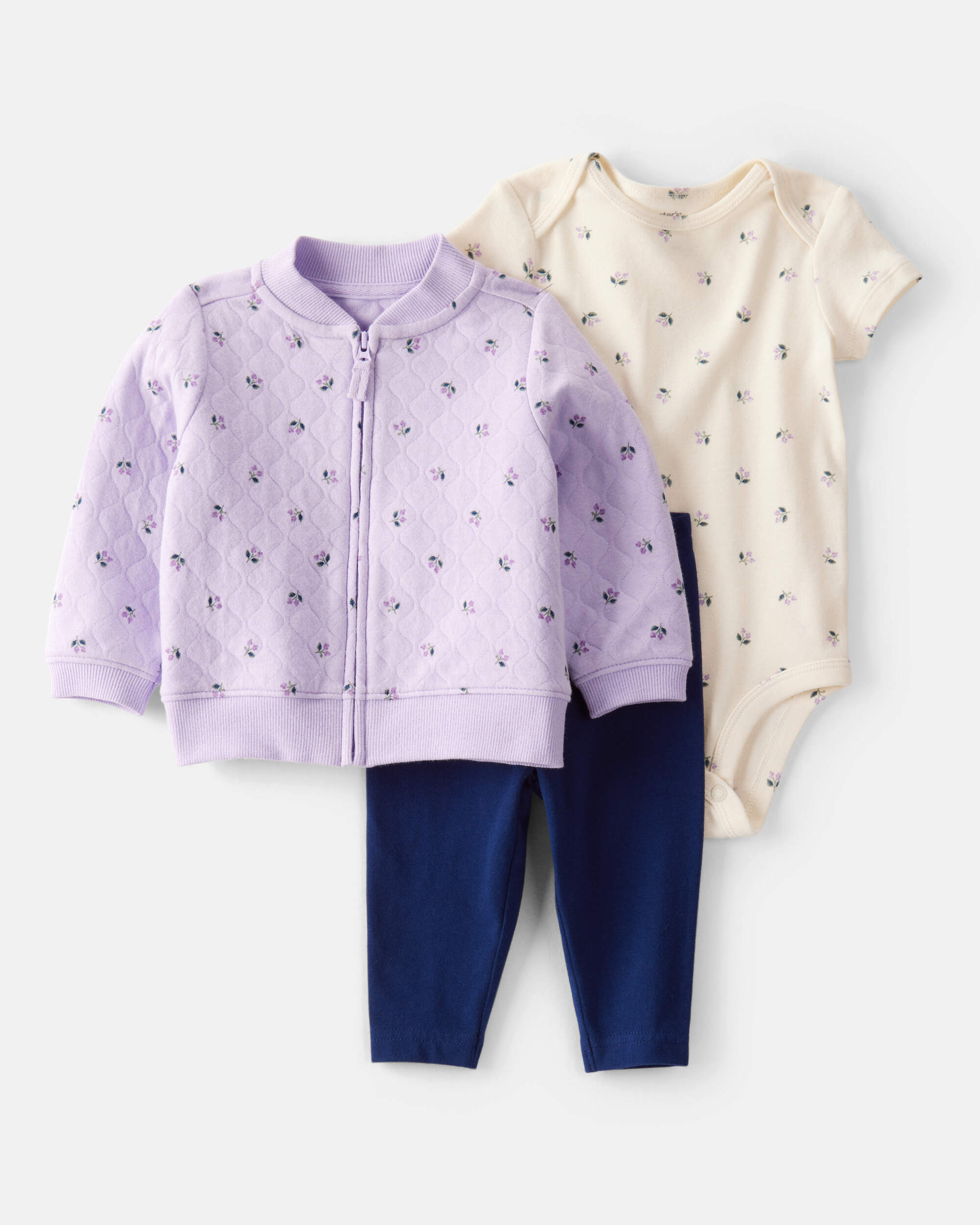 Baby 3-Piece Floral Little Cardigan Set