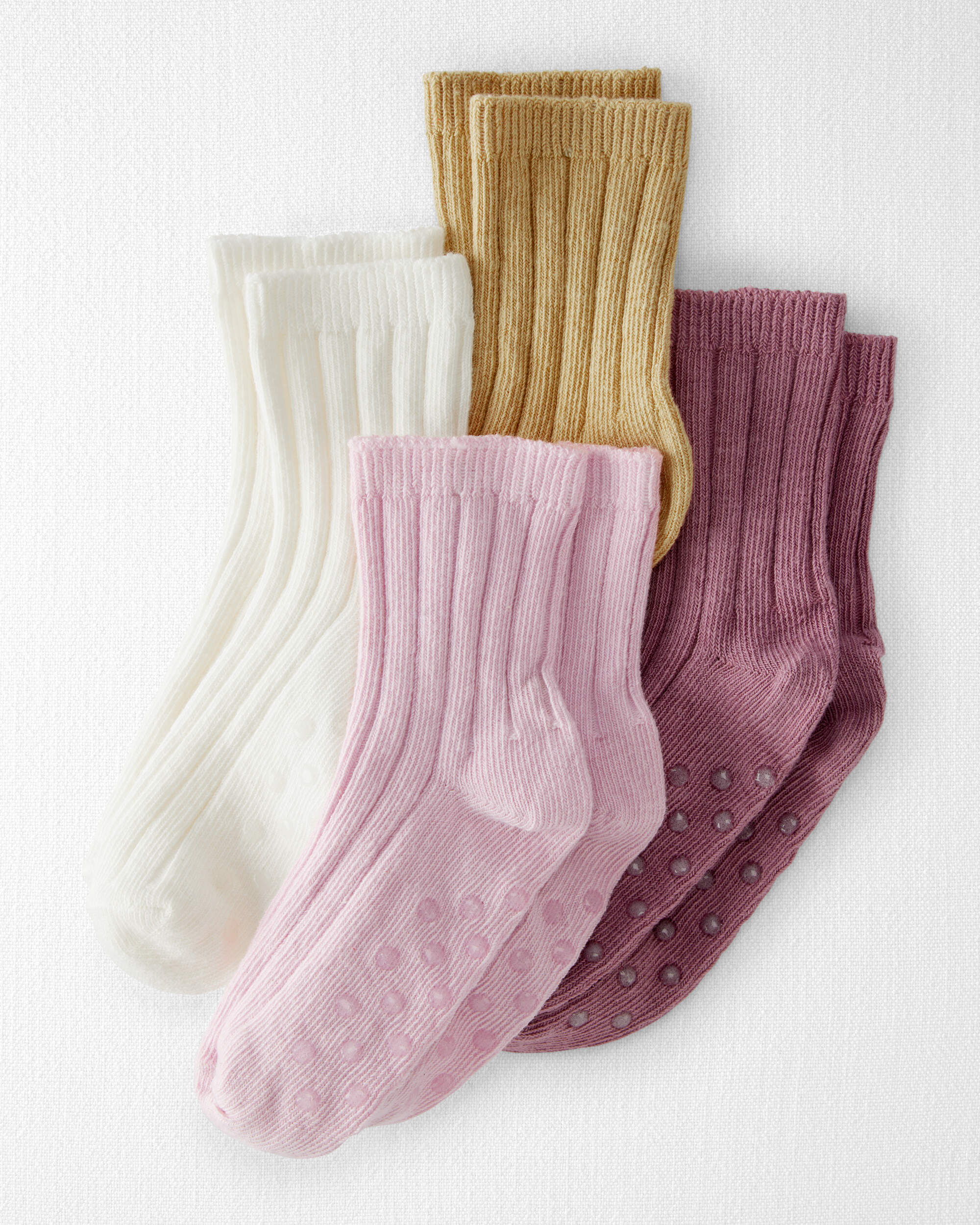 Toddler Toddler Girl 4-Pack No-Slip Socks Made with Organic Cotton