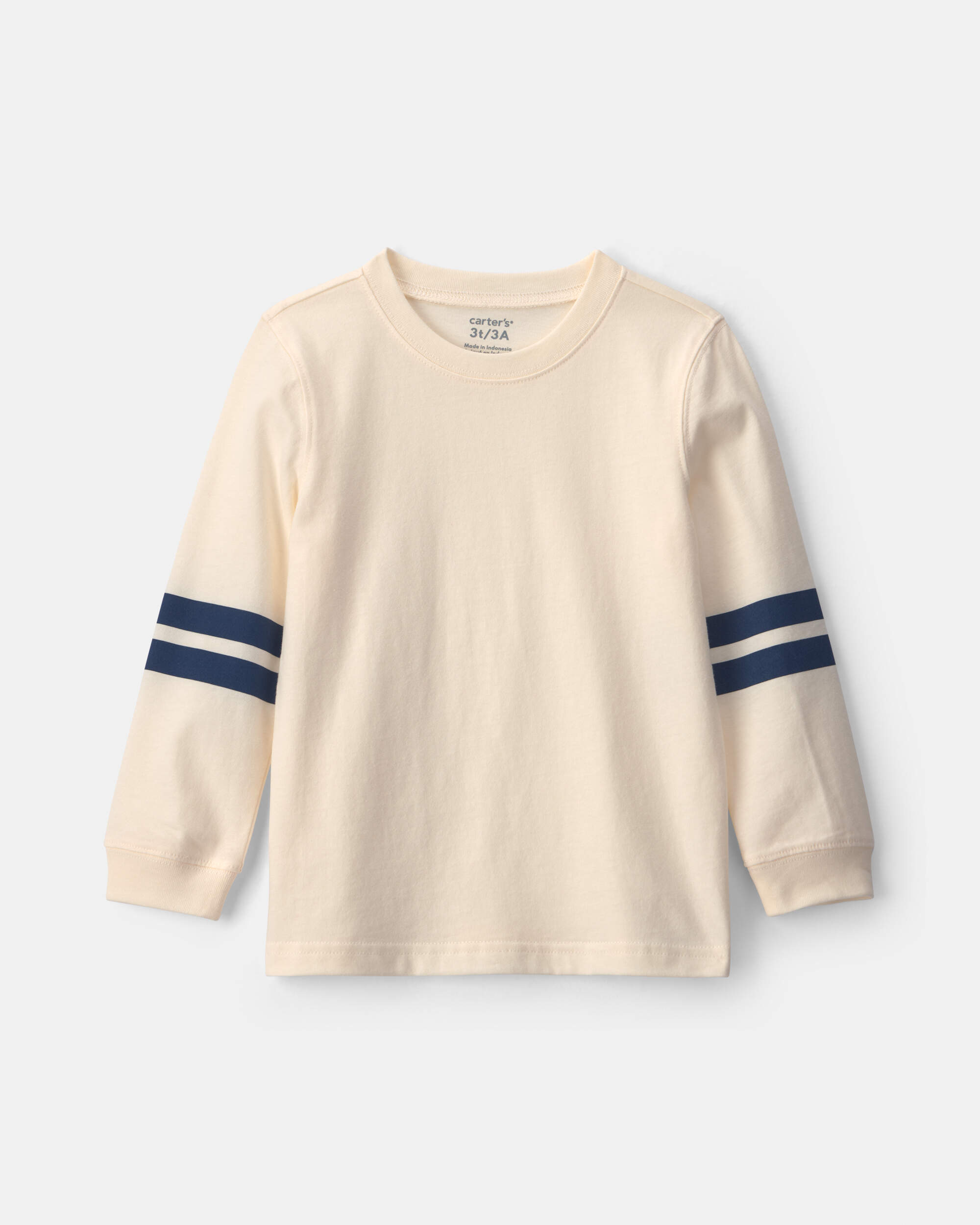 Toddler Boy Striped Long-Sleeve T-Shirt - Cream/Navy Blue