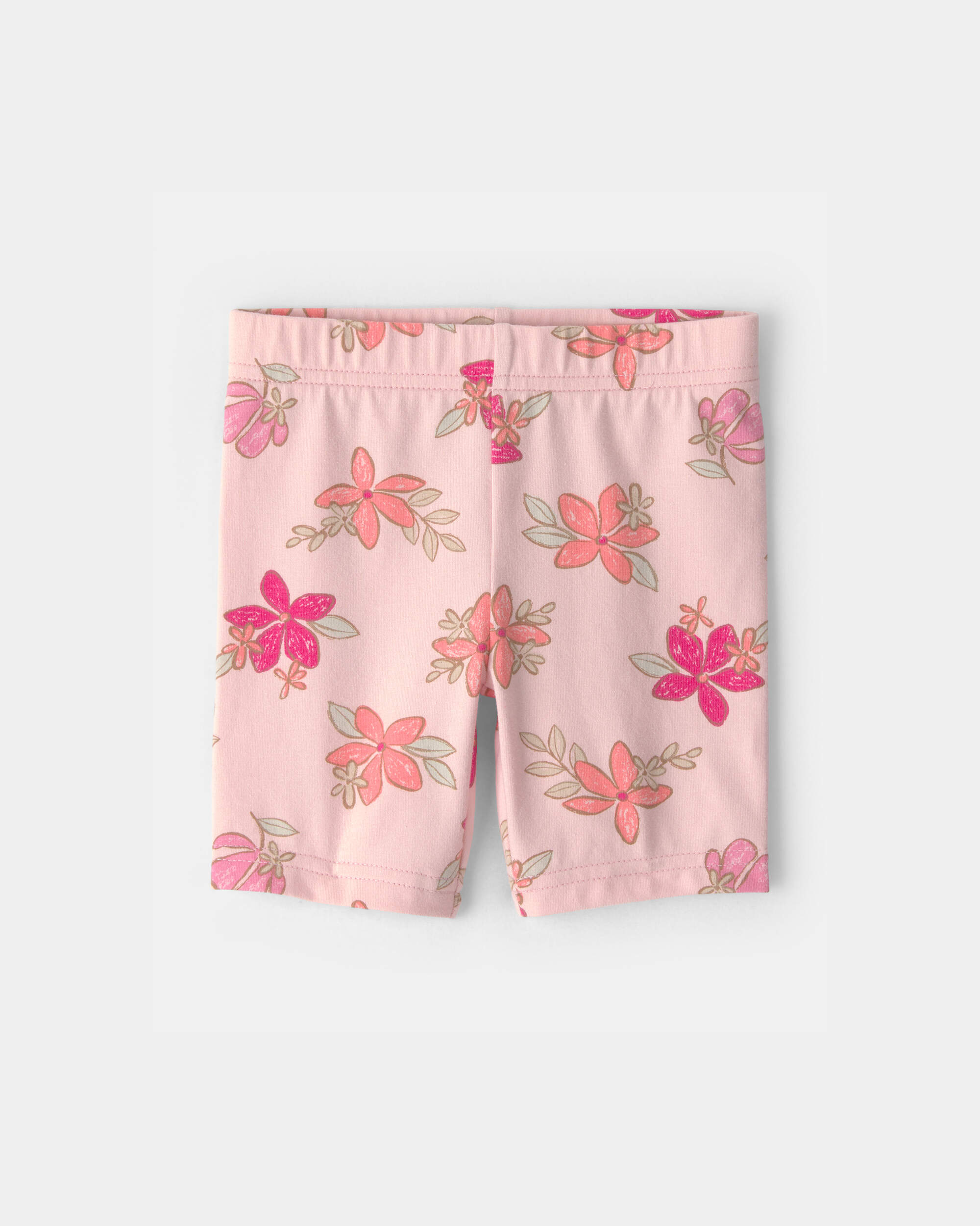 Toddler Girl Tropical Floral Bike Shorts - Pink