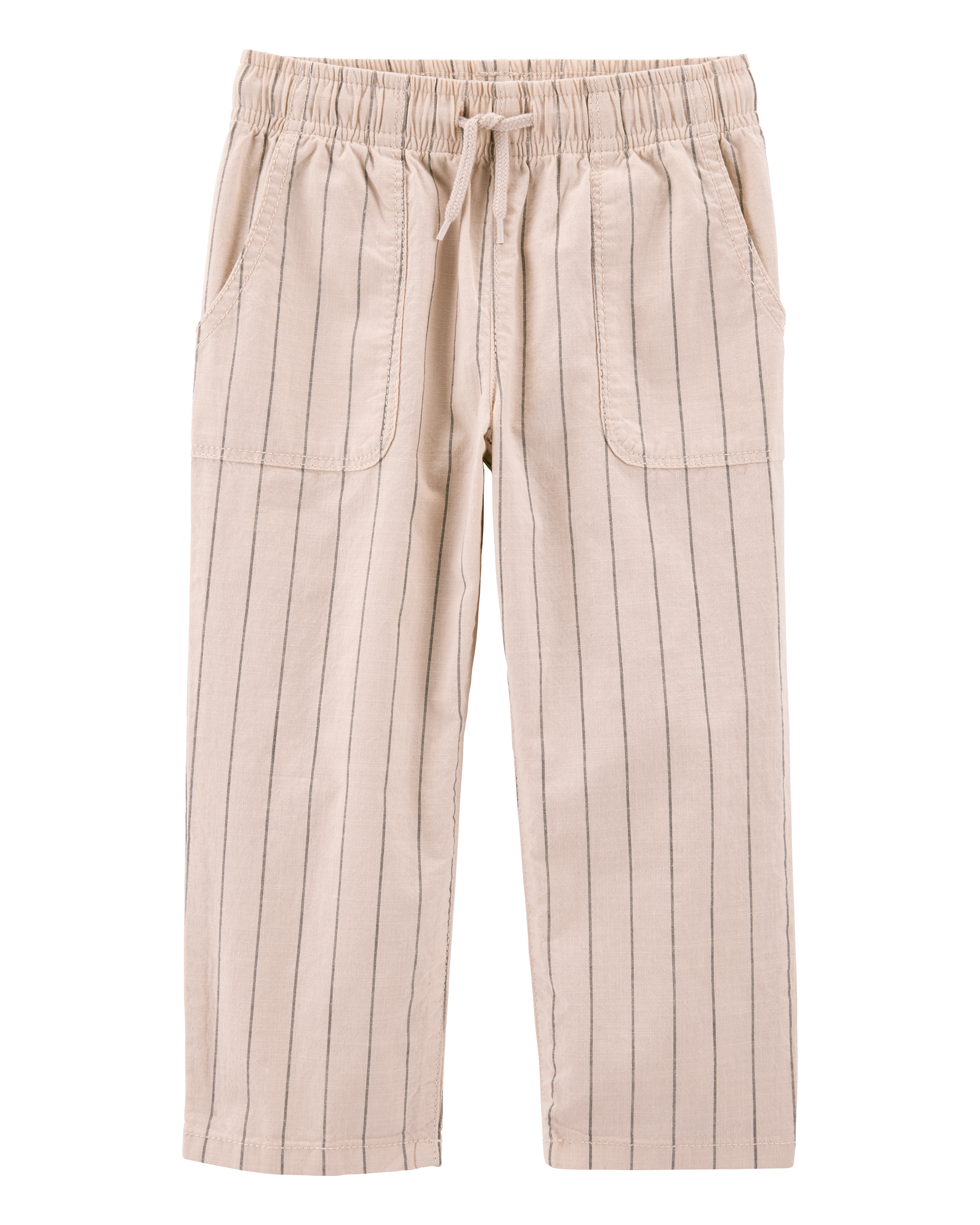 Toddler Striped Pull-On Cotton Pants - Brown