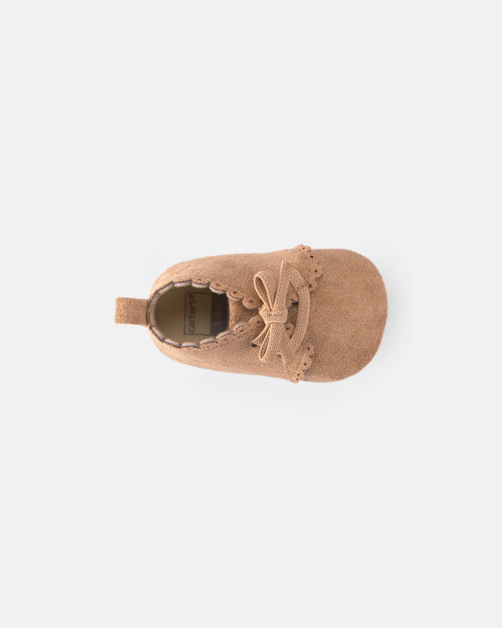Baby Girl Bow Mocassin Shoes - Tan
