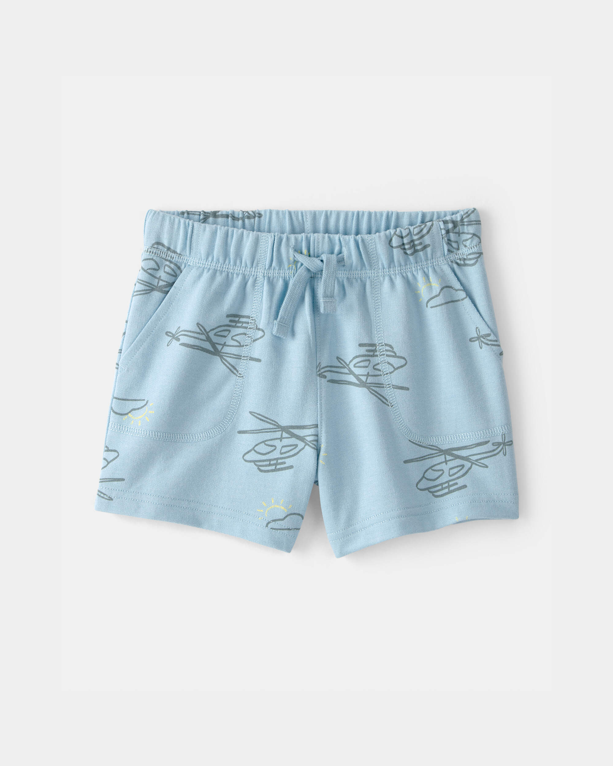 Toddler Boy Helicopter French Terry Shorts - Blue