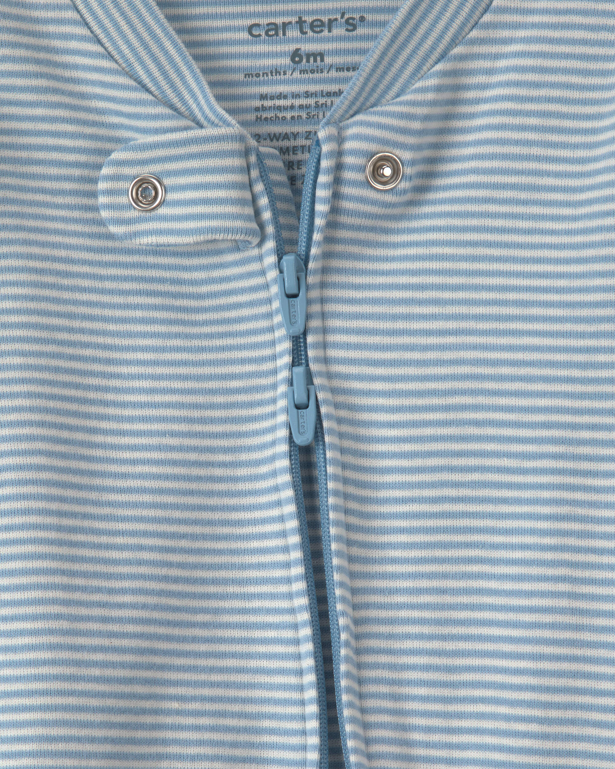 Baby Boy 2-Pack Snug Fit Sleepers Stripe and Dino - Blue