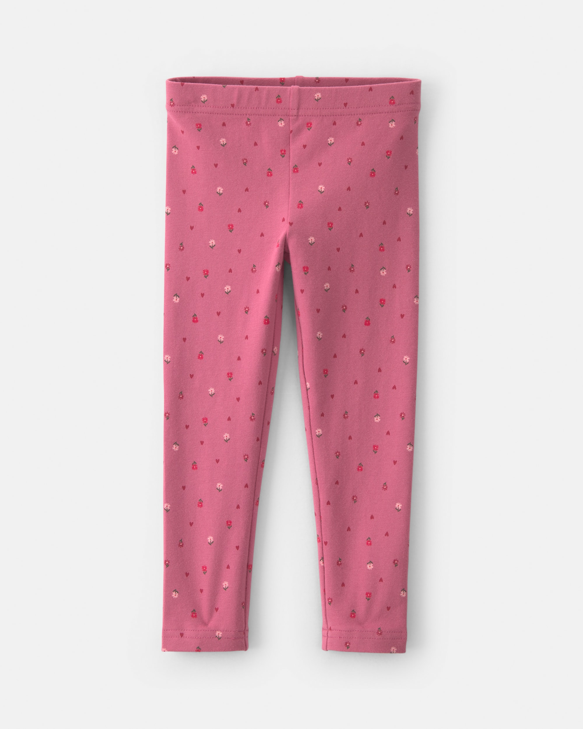 Toddler Girl Floral Cotton Pull-On Stretch Leggings - Pink