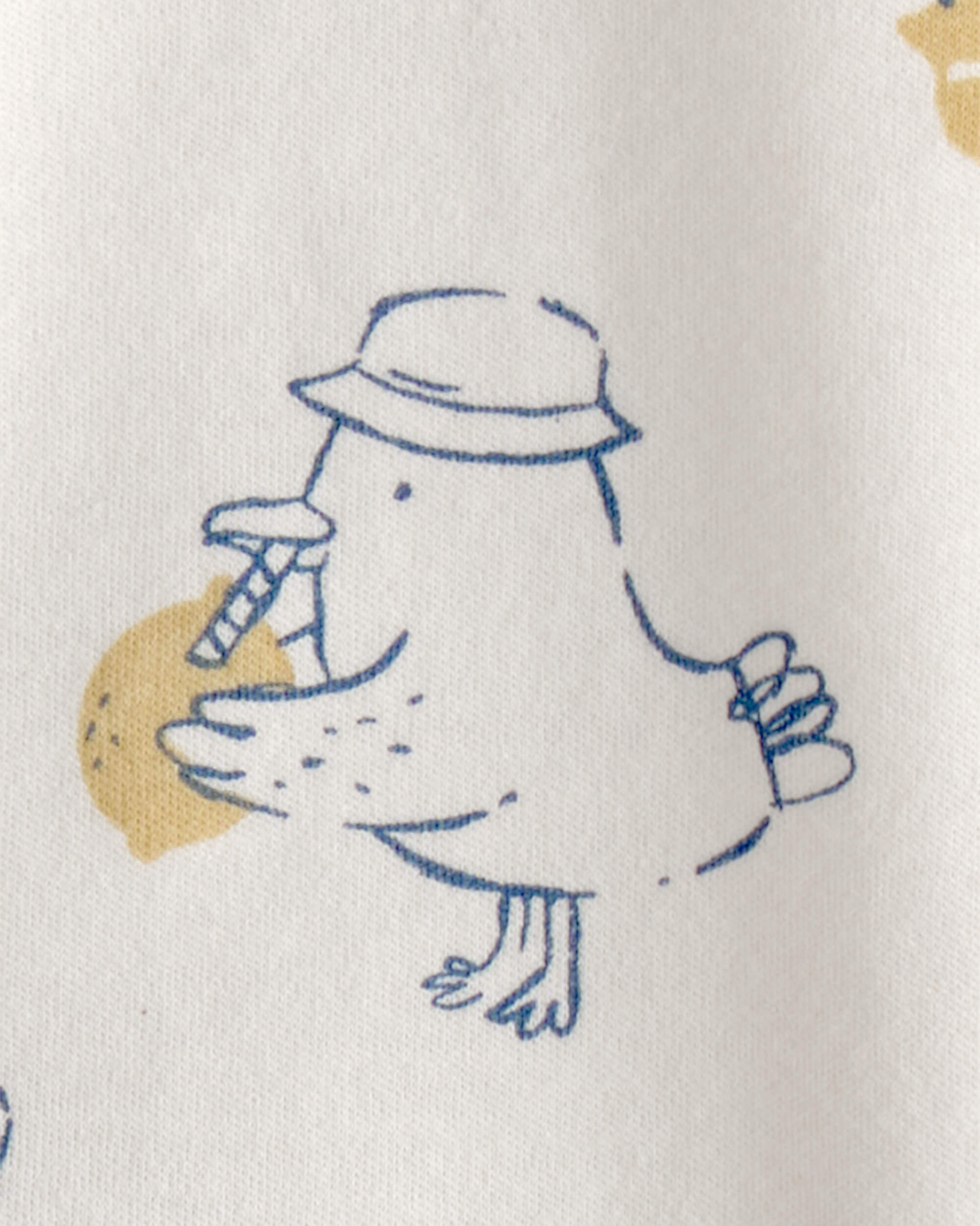 Baby Duck 2-Way Zip 100% Cotton Sleeper - Cream