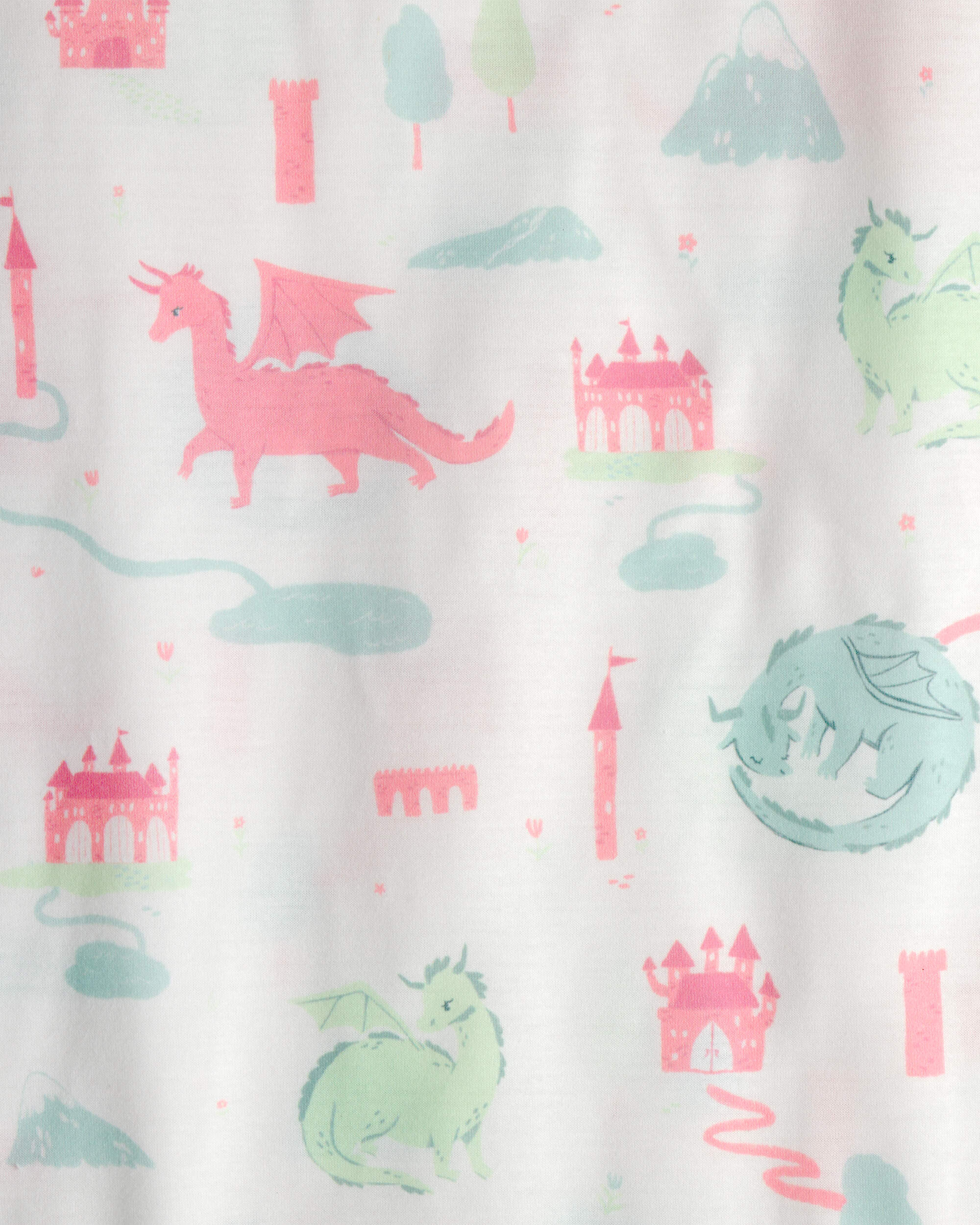 Girls 2-Pack Fairy Tale Dragon Loose Fit Nightgown - Blue/Ivory