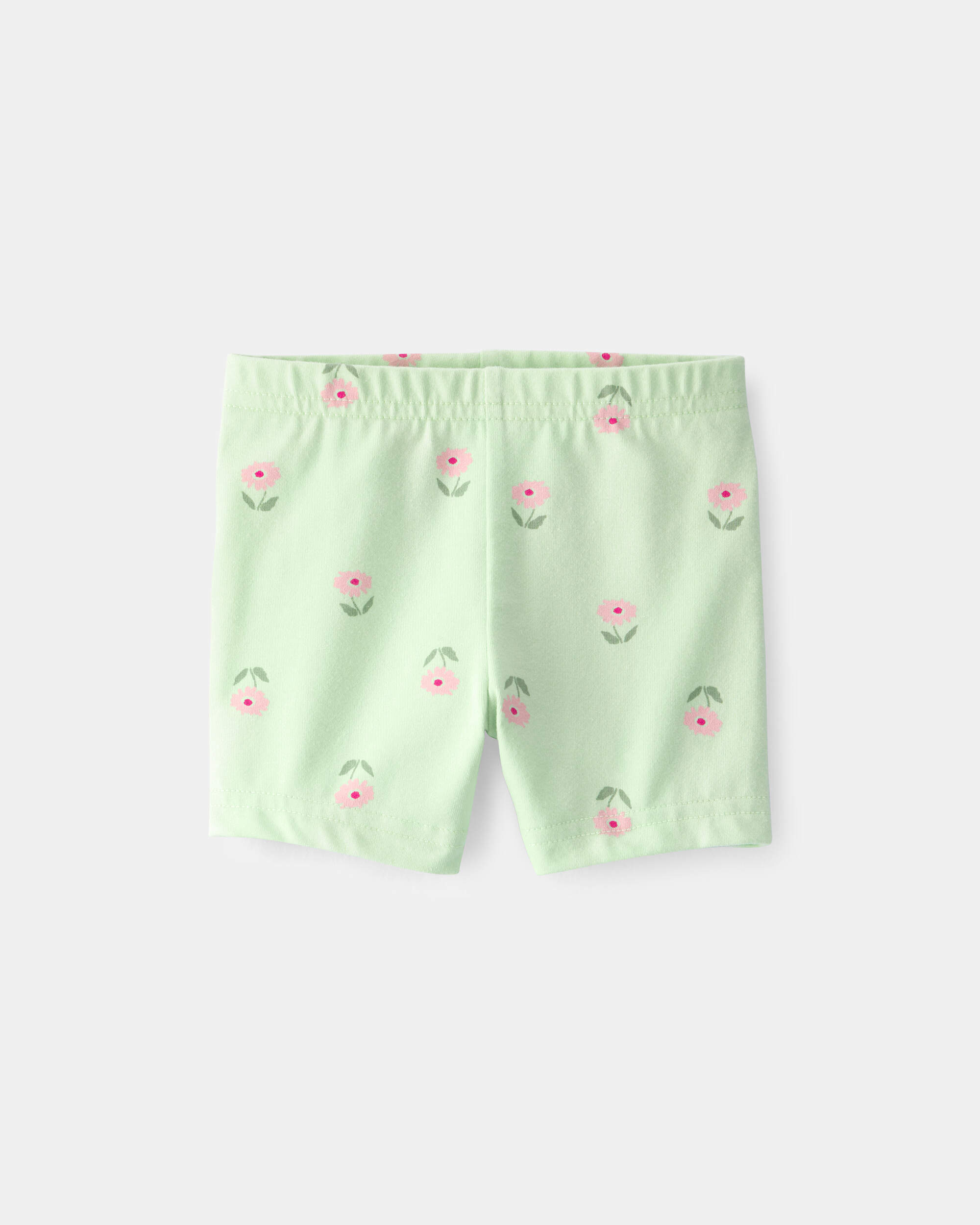 Baby Girl Floral Bike Shorts - Green