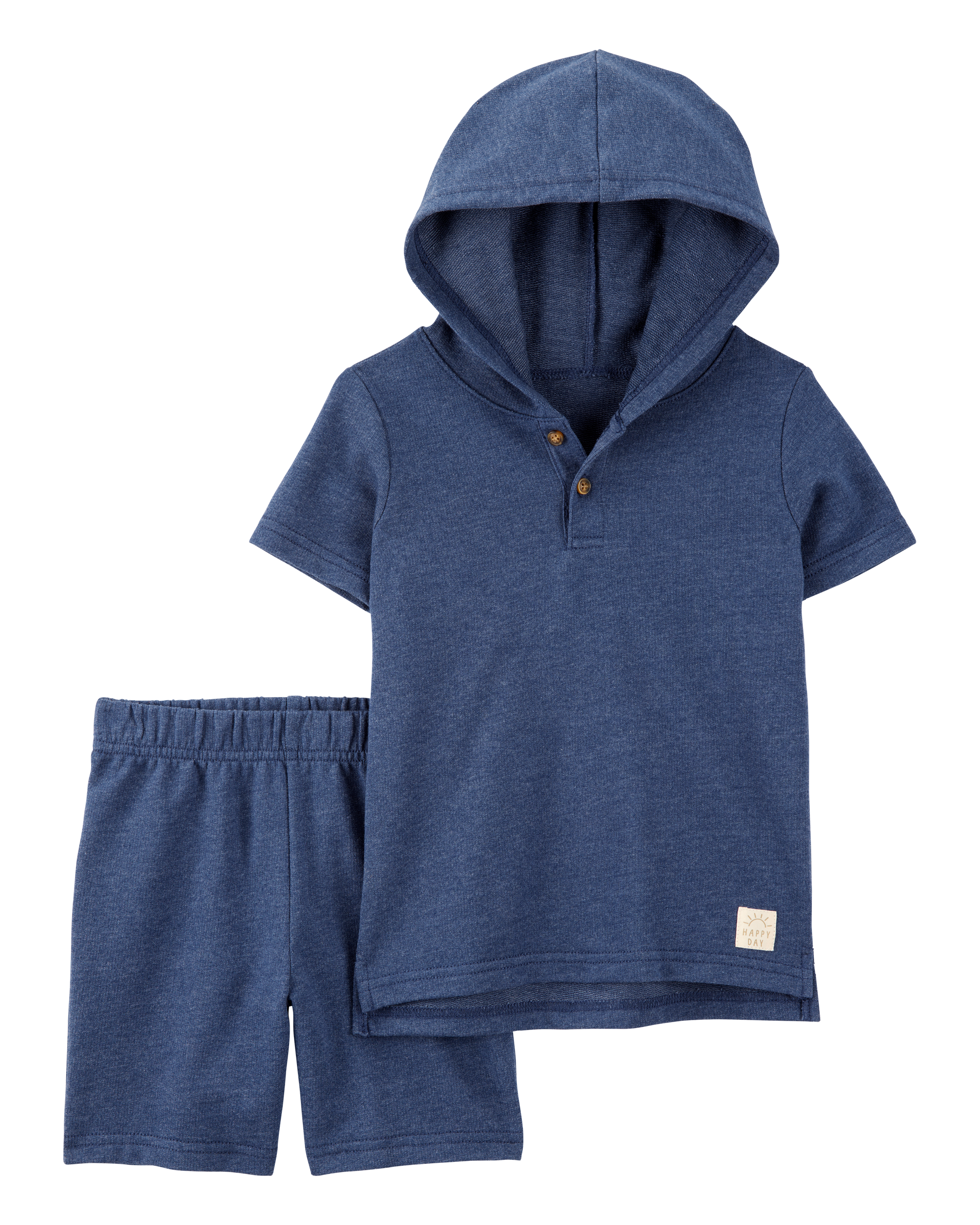 Toddler 2-Piece Hooded Henley & Short Set